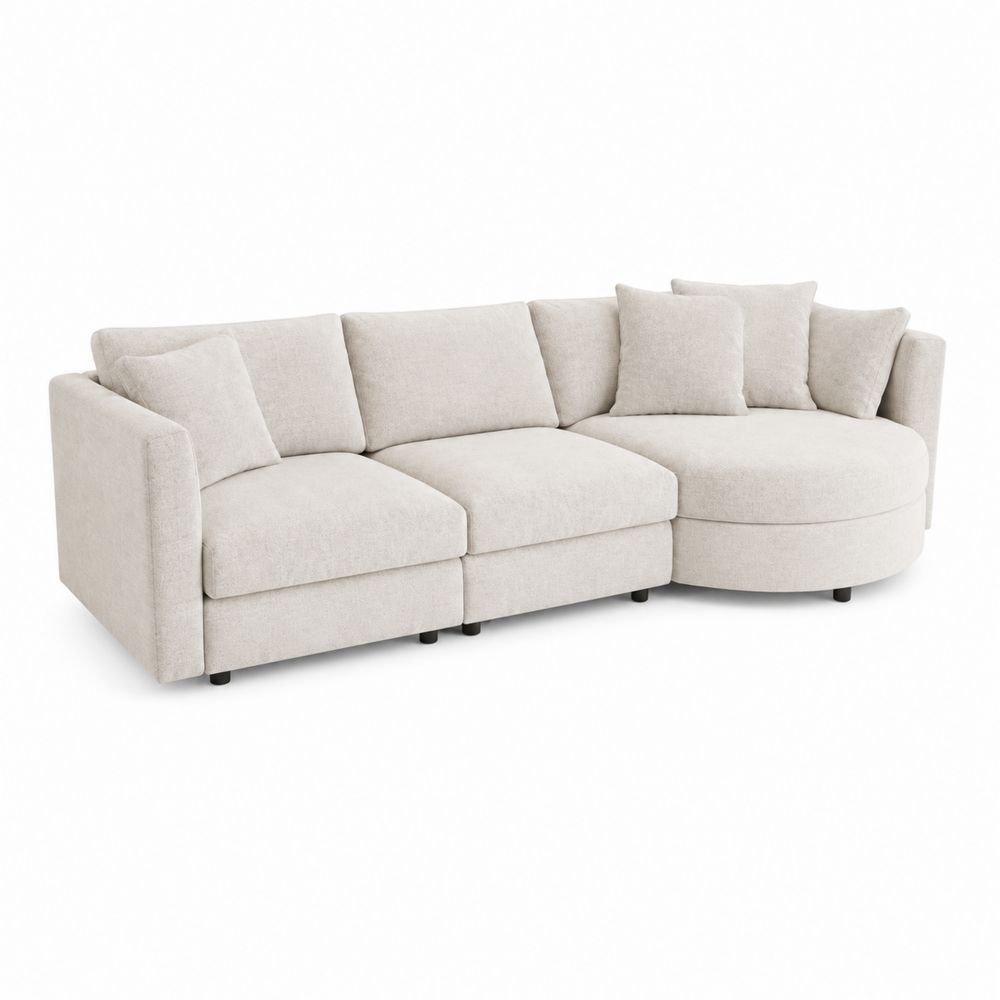 Canapé modulaire en tissu polyester beige