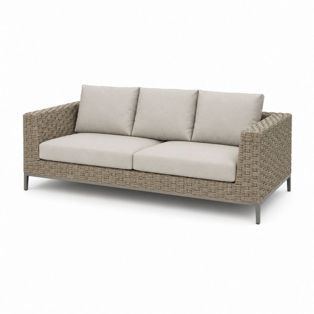 Canapé d'extérieur 3 places en rotin synthétique beige