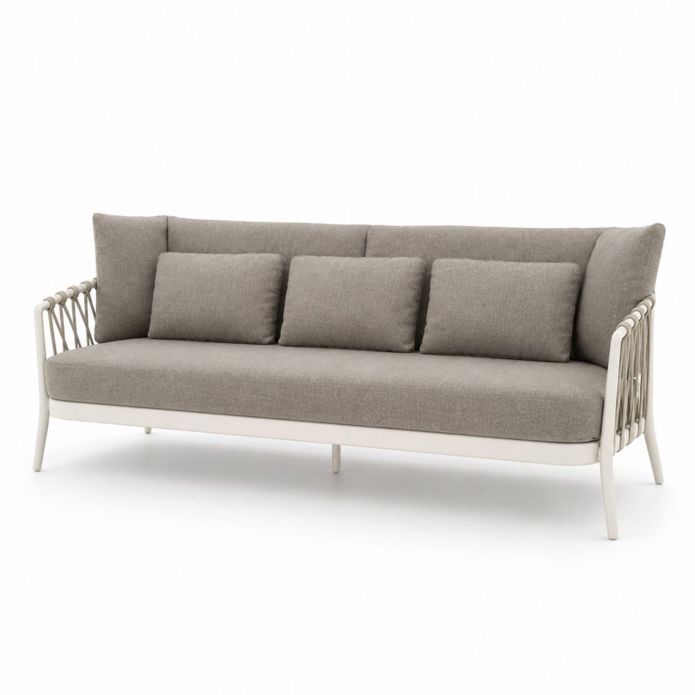 Canapé d'extérieur 3 places en aluminium et tissu Gris