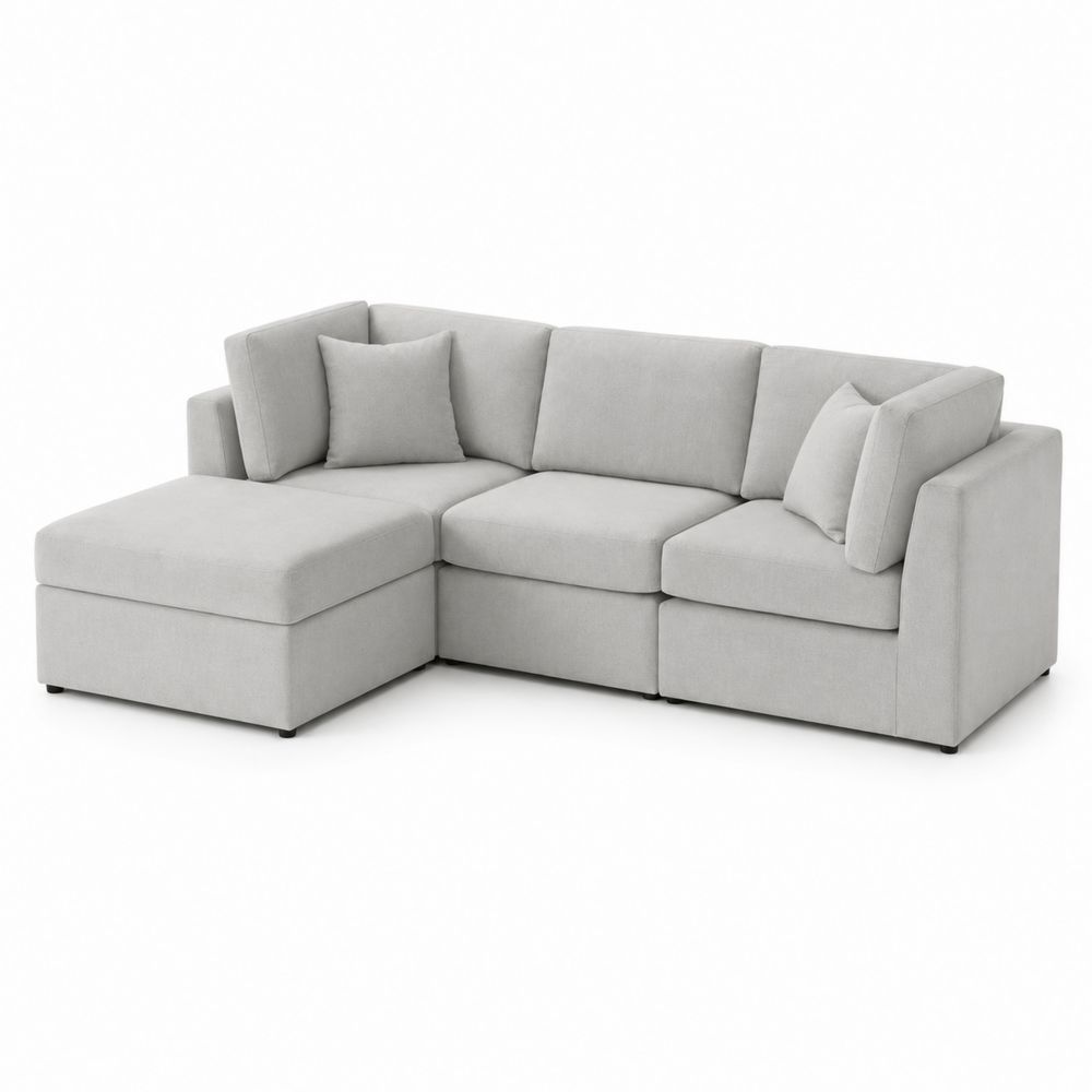 Canapé d'angle modulaire en tissu Gris clair