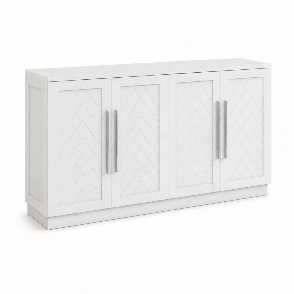 Buffet rectangulaire 4 portes en bois blanc