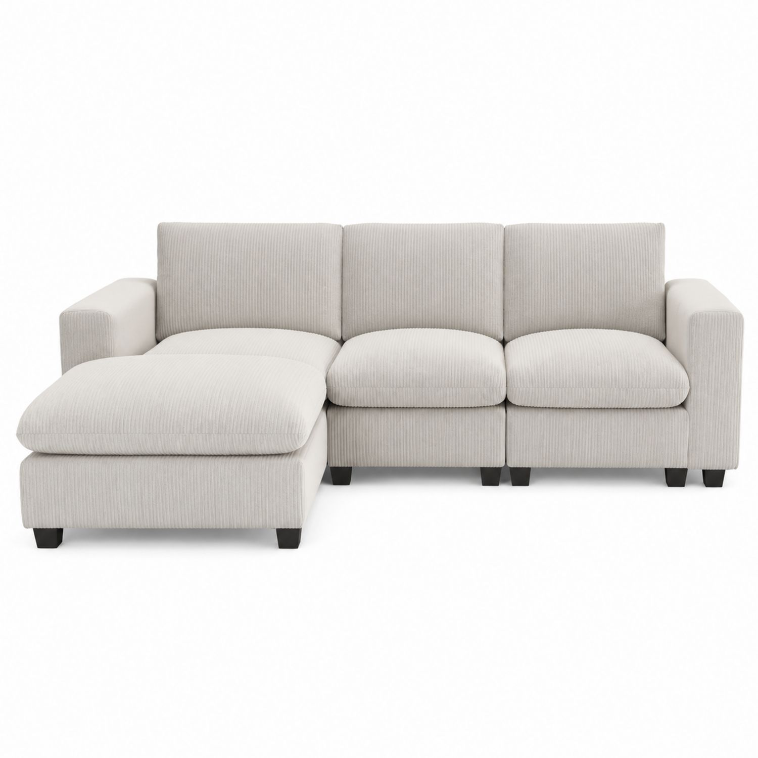 Ecksofa L-Form 290x150x85 cm Holzgestell Polyester Hellgrau