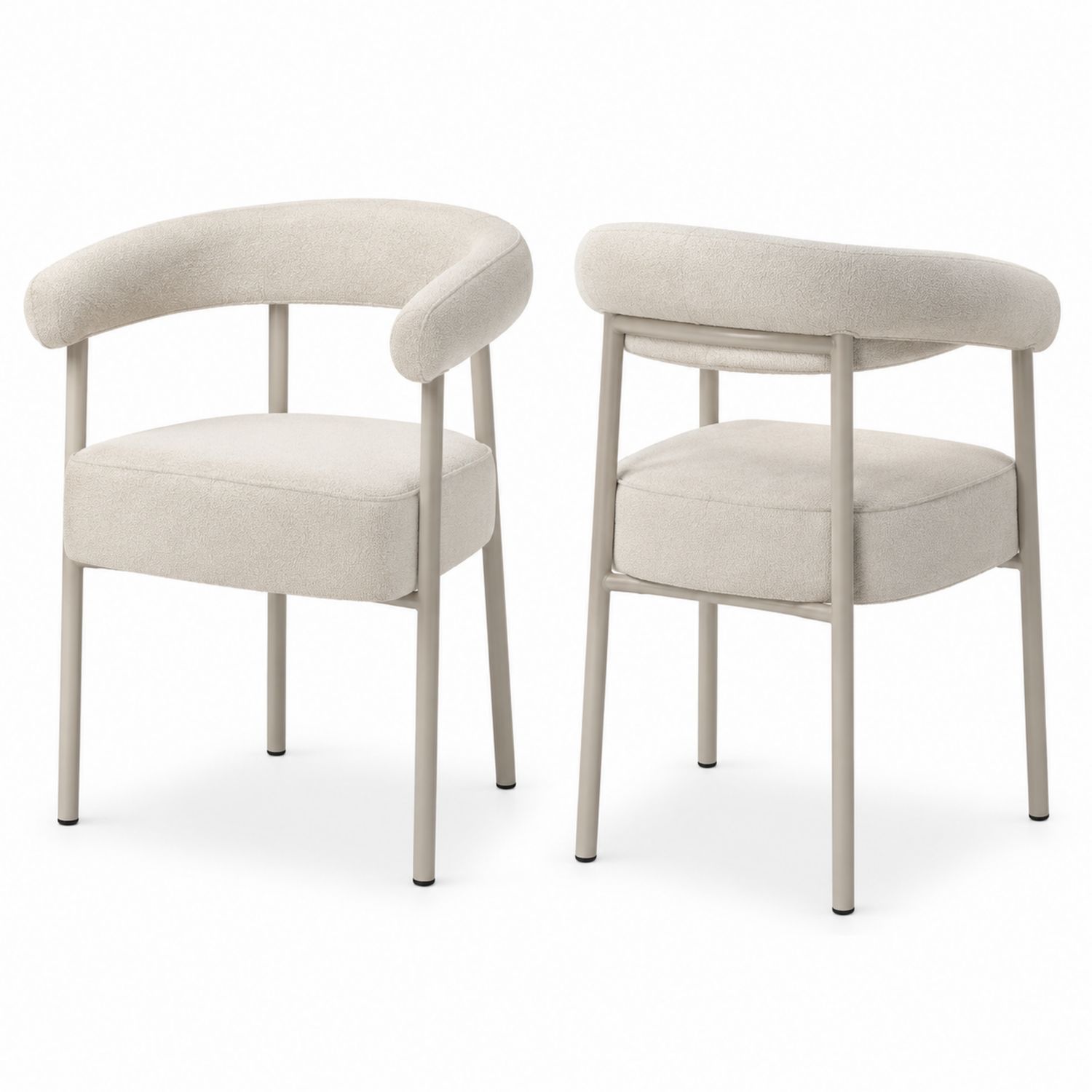 Stuhlset mit Metallrahmen und Polsterung in Beige