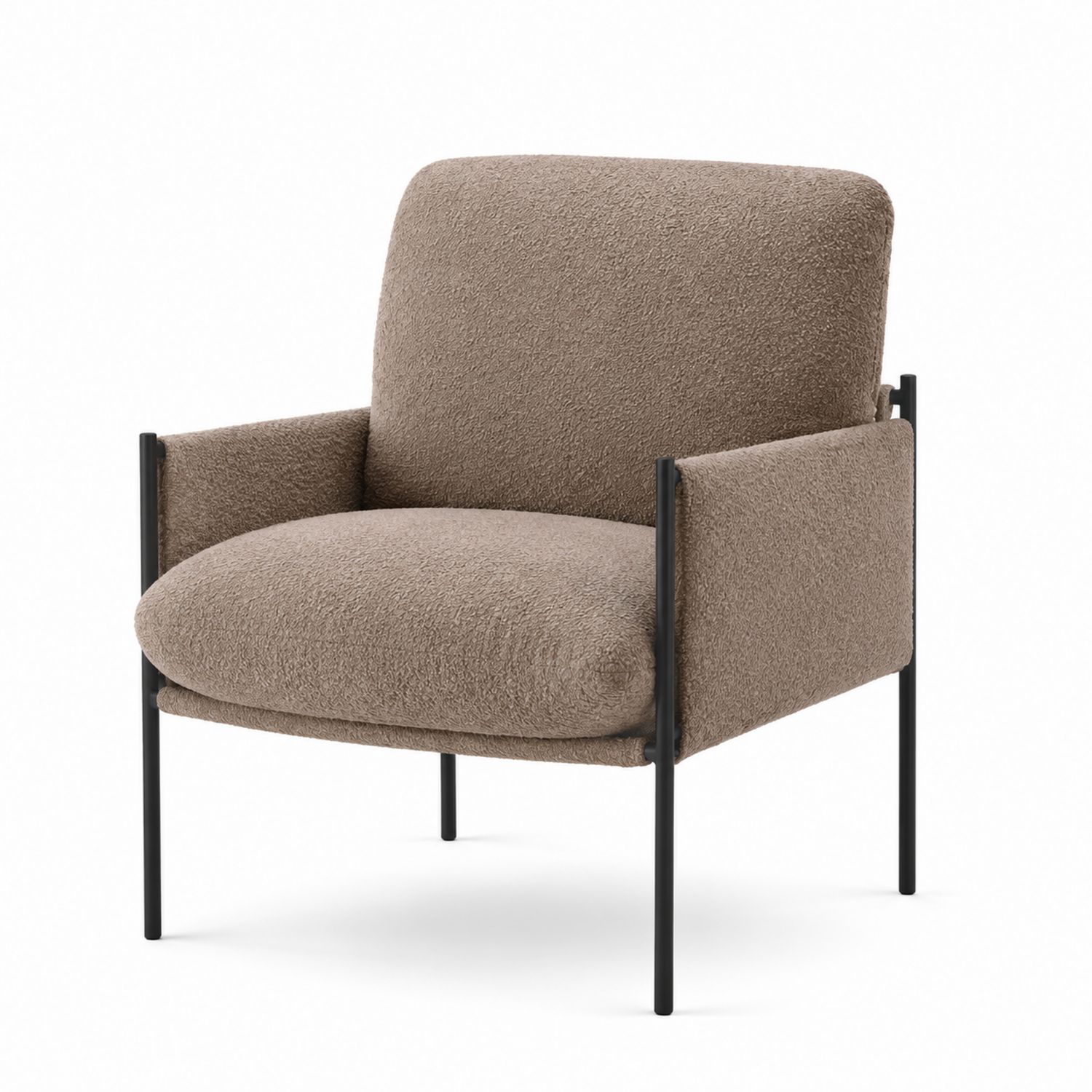 Sessel aus Polyester Bouclé mit Metallrahmen Braun 85x75x78cm