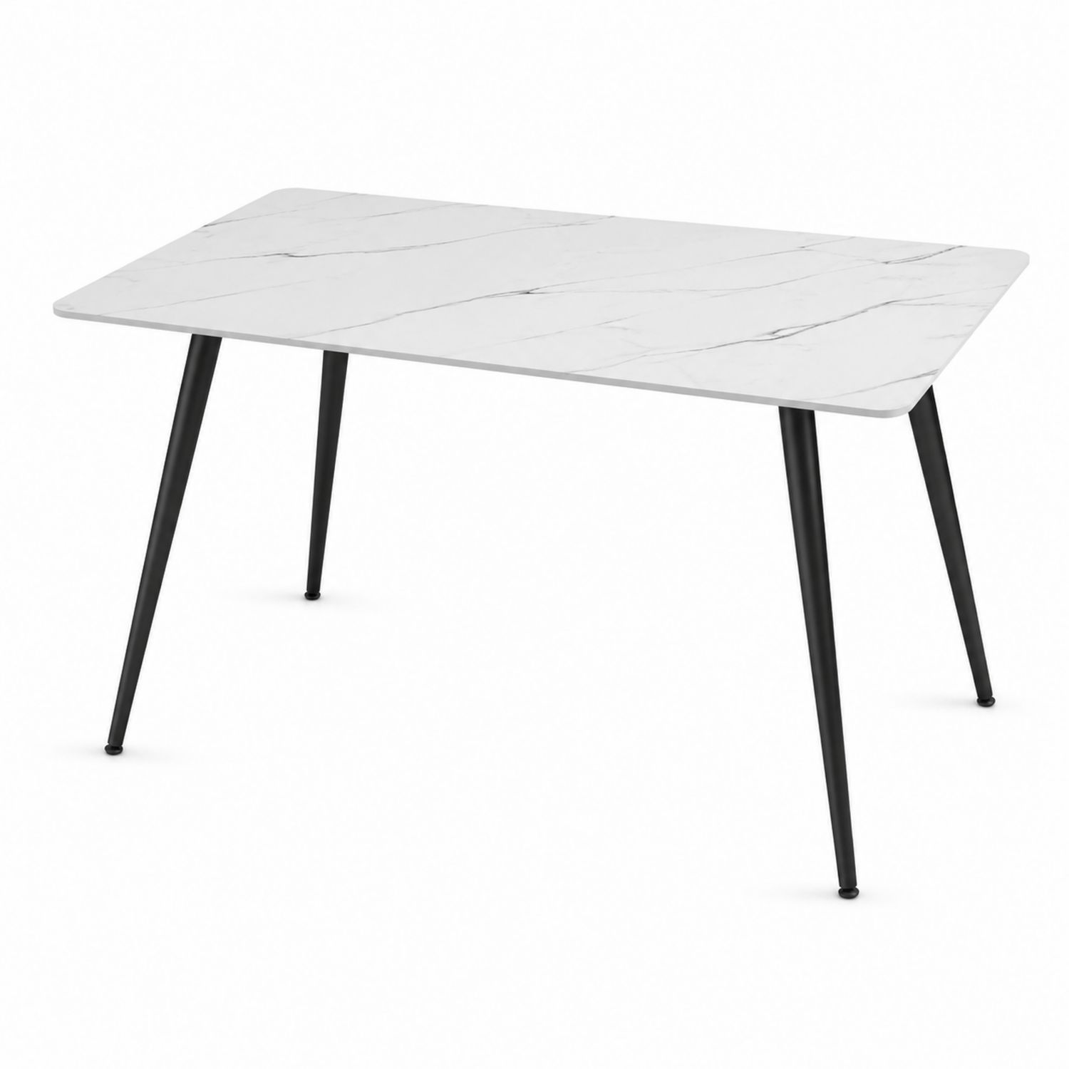 Esstisch mit MDF-Marmoreffekt und Metallgestell Weiß/Schwarz
