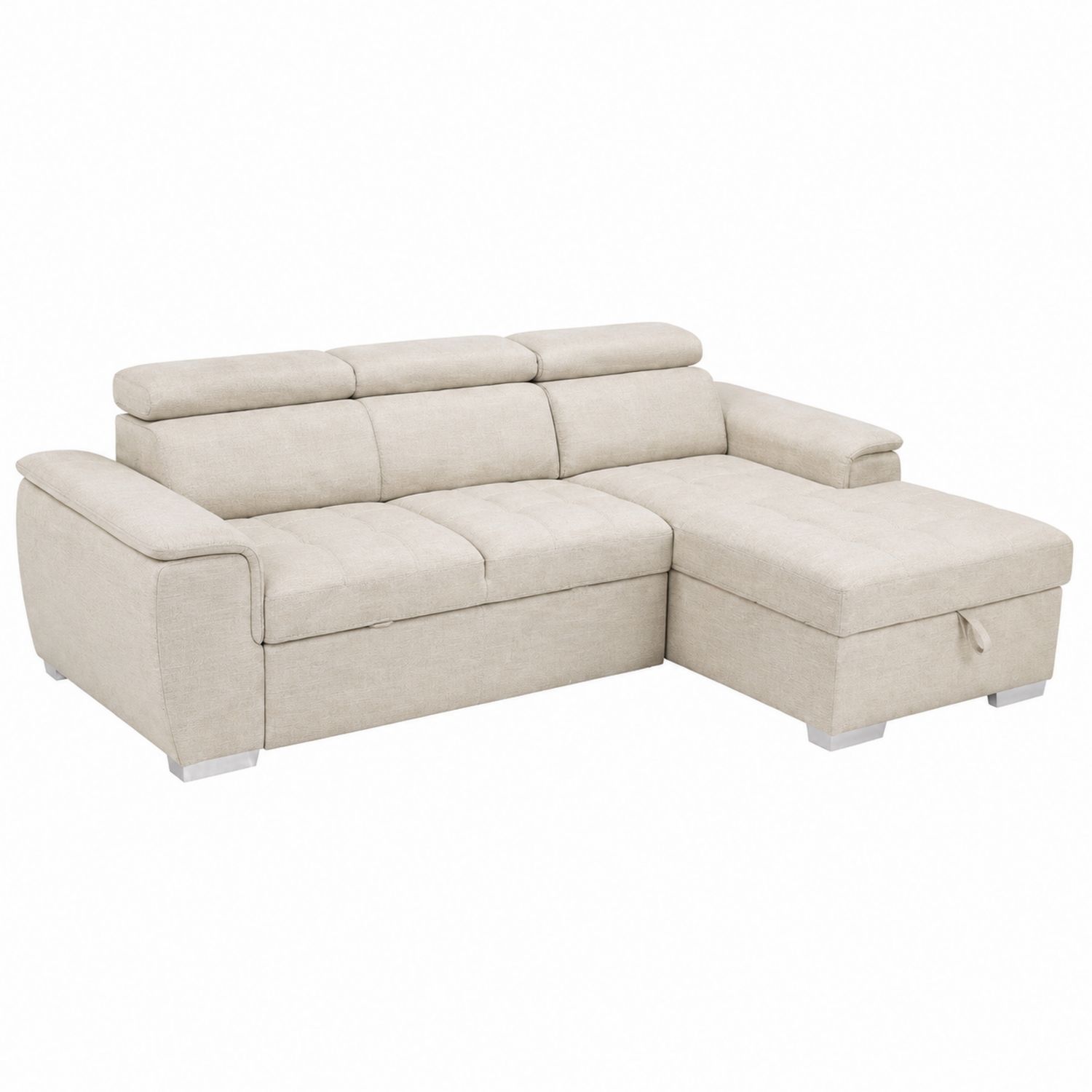 Ecksofa L-Form Stoff Polyester Beige