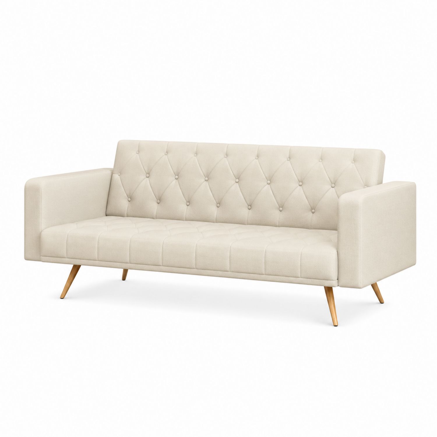 3-Sitzer Sofa mit Polyesterbezug und Massivholzrahmen Beige