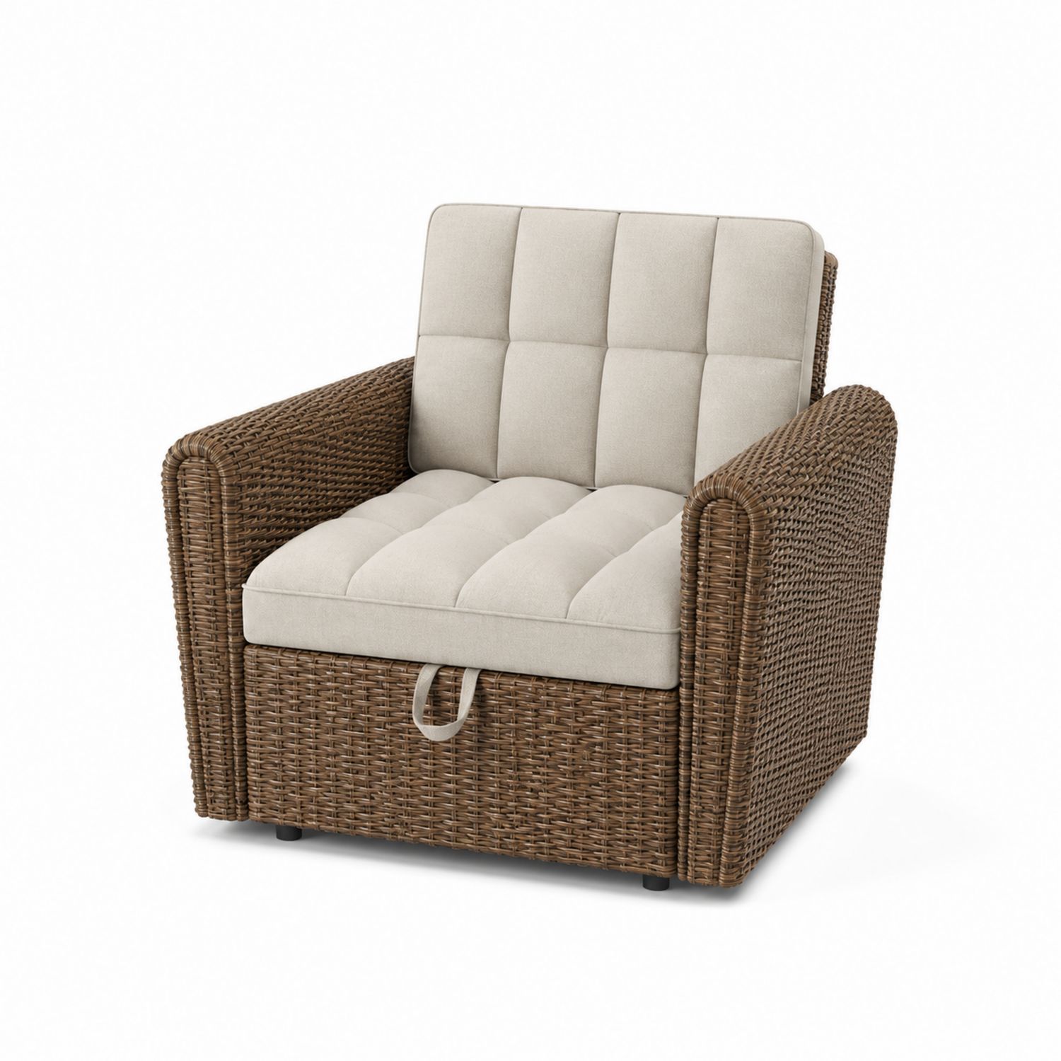 Rattan Outdoor-Sessel mit Polyesterkissen Beige