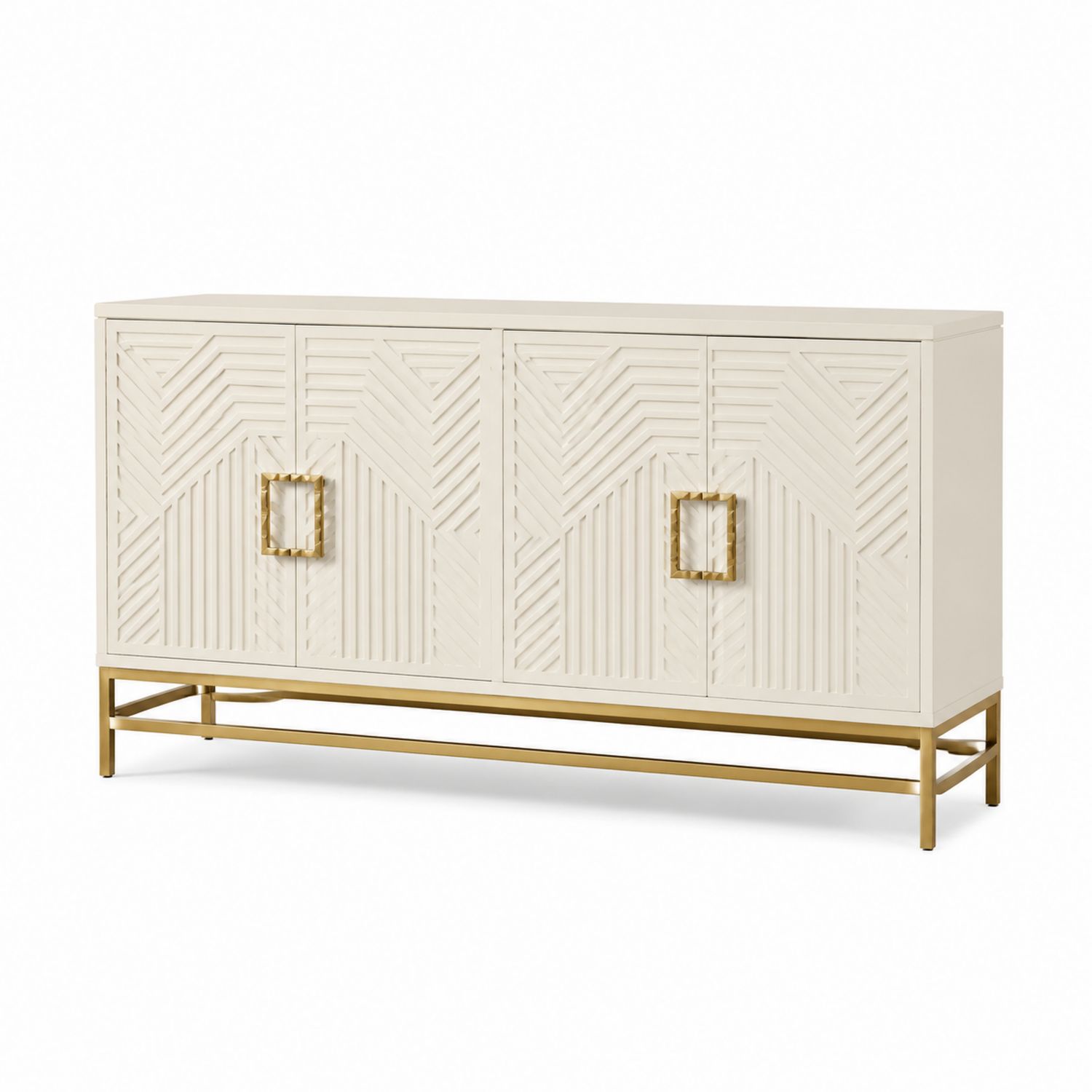 Sideboard rechteckig Holz/Metall Weiß/Gold
