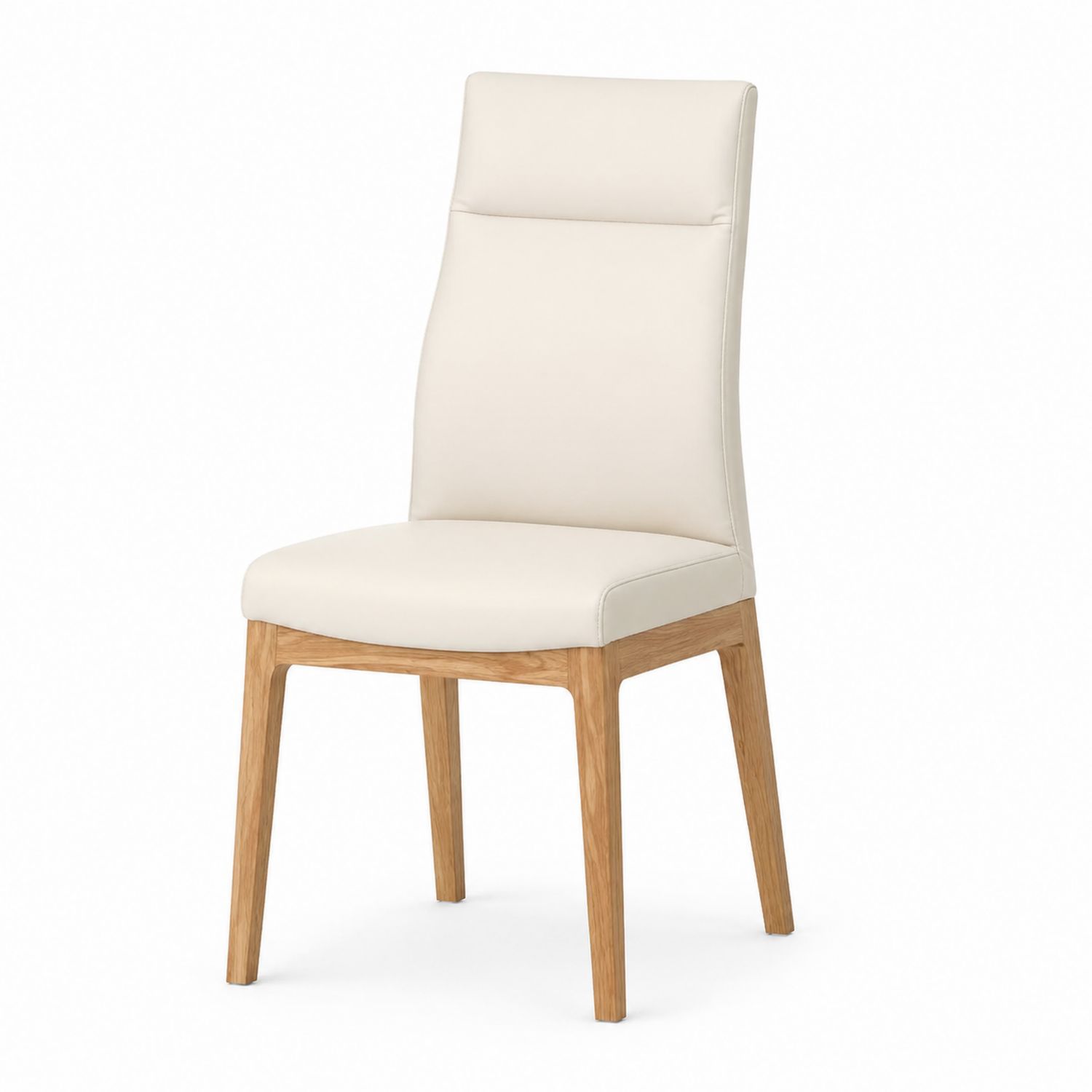 Esszimmerstuhl aus Eichenholz und Kunstleder Beige