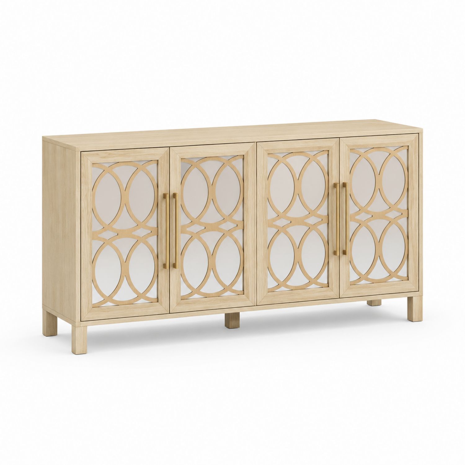 Eichenholzschrank mit Glaseinsätzen 150x40x85cm