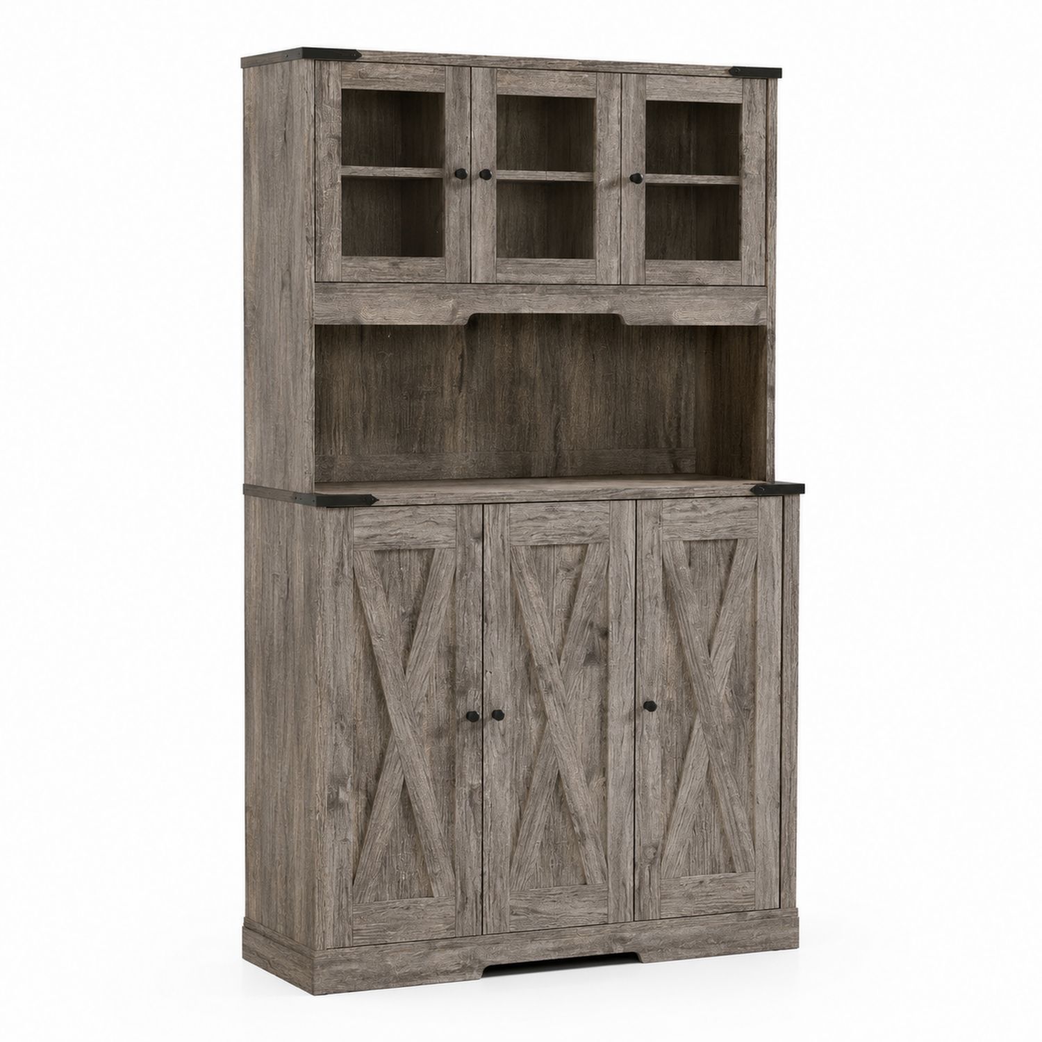 Vintage Holz Sideboard mit Glastüren