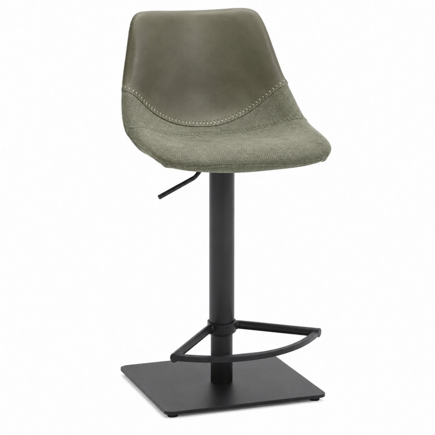 Barhocker Verstellbar Kunstleder/Textil Olivgrün
