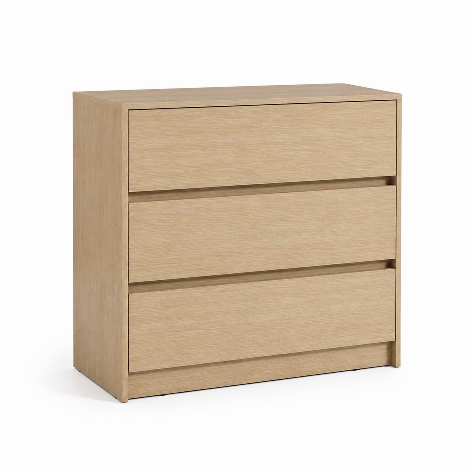 Kommode mit 3 Schubladen aus Eichenfurnier 80x40x90cm Natur
