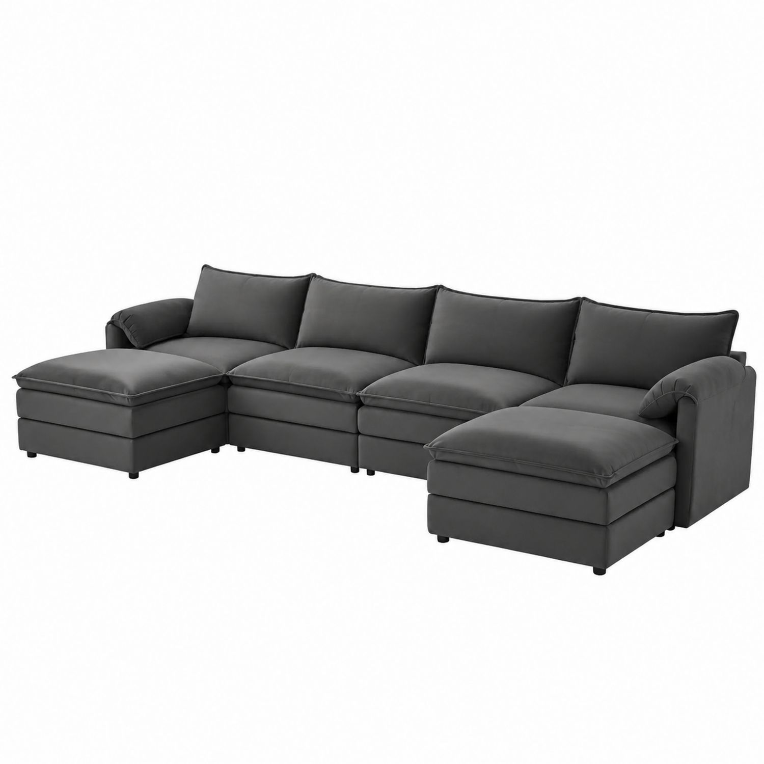 Ecksofa mit Stoffbezug und Polyurethanfüllung, Dunkelgrau, 300 cm