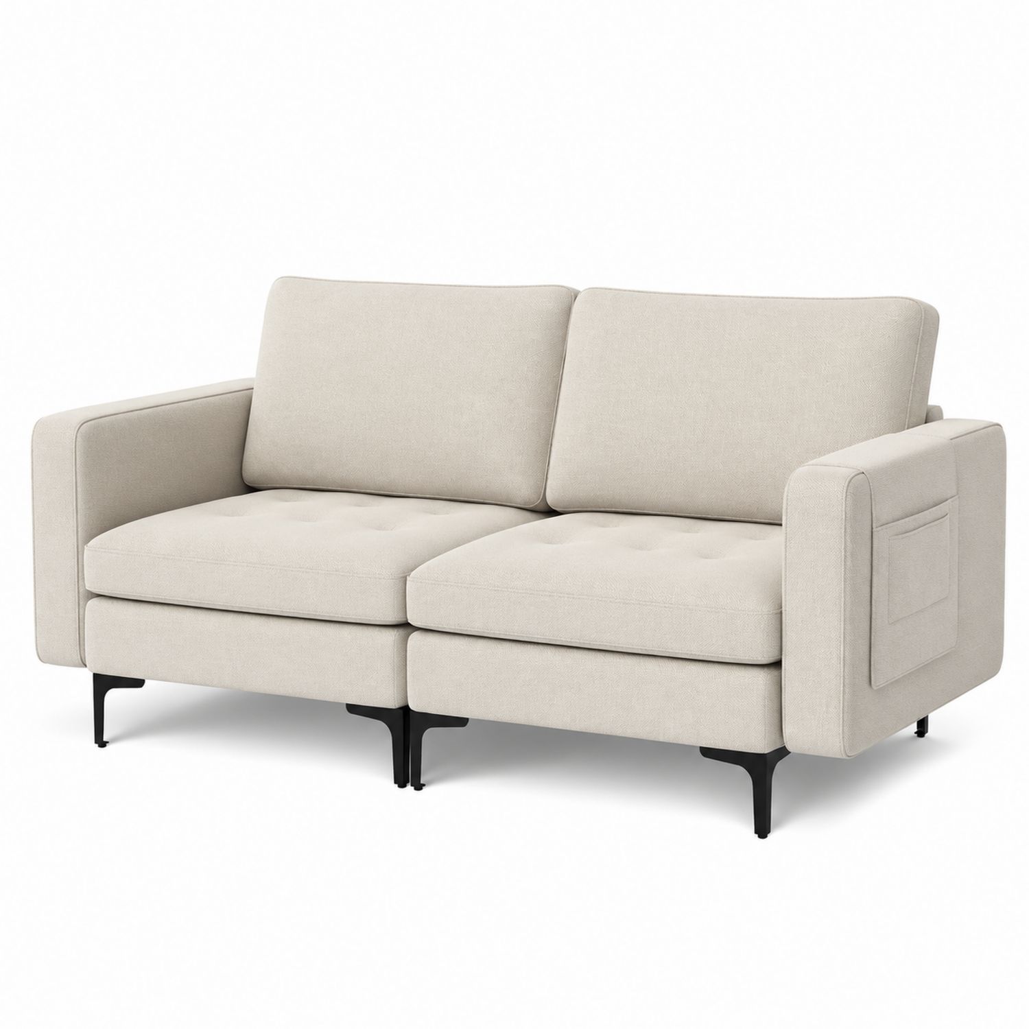 Zweisitzer Sofa Stoff Beige