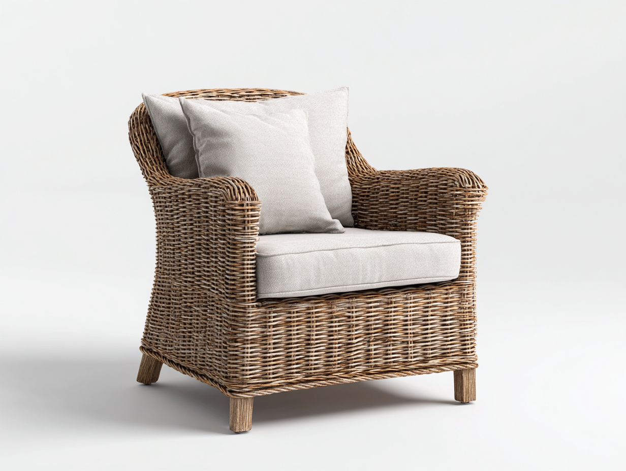 Sillones de ratán 82x78x88 cm - beige-marrón - uso interior exterior diseño moderno-Viromidecor