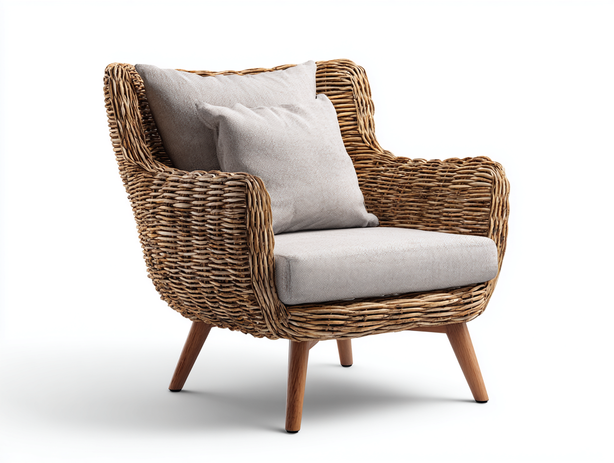 Sillones de ratán 90x85x85 cm marrón diseño natural moderno para jardín y terraza-Viromidecor