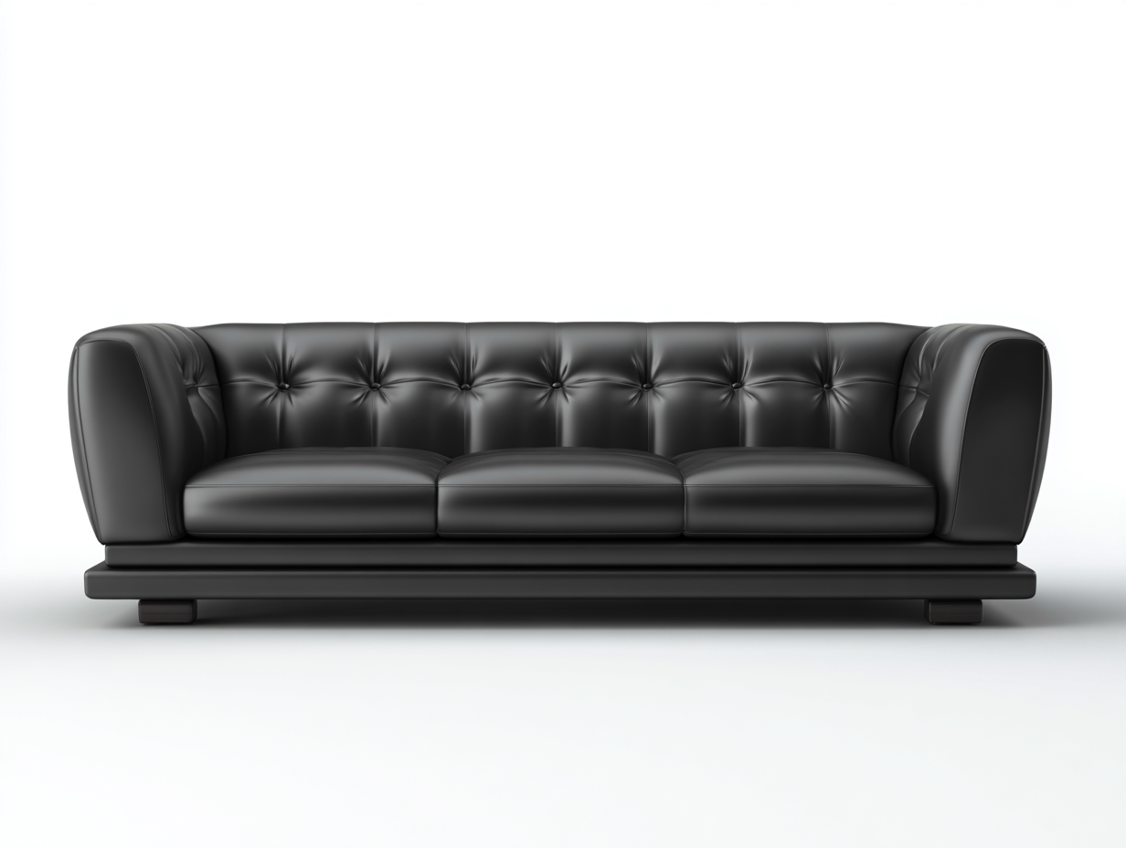 Sofás 3 plazas cuero sintético 220x95x85 cm - negro - estilo clásico capitoné-Viromidecor