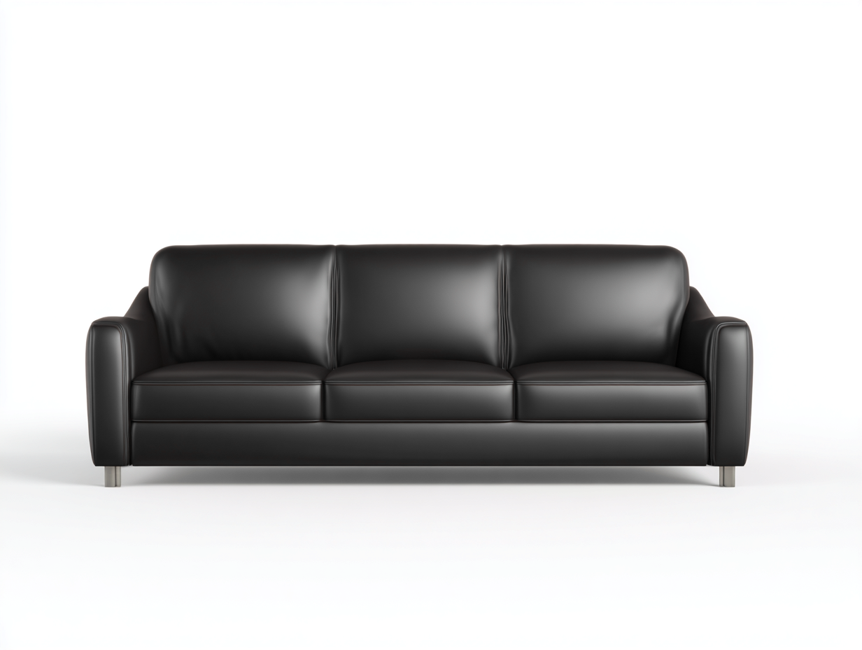 Sofás 3 plazas cuero sintético 210x90x85 cm negro para salón - diseño moderno-Viromidecor