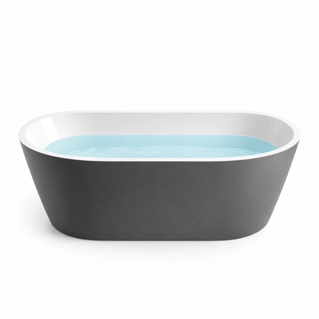 Freistehende Acryl-Badewanne Grau/Weiß 170 cm-LIVARIVA