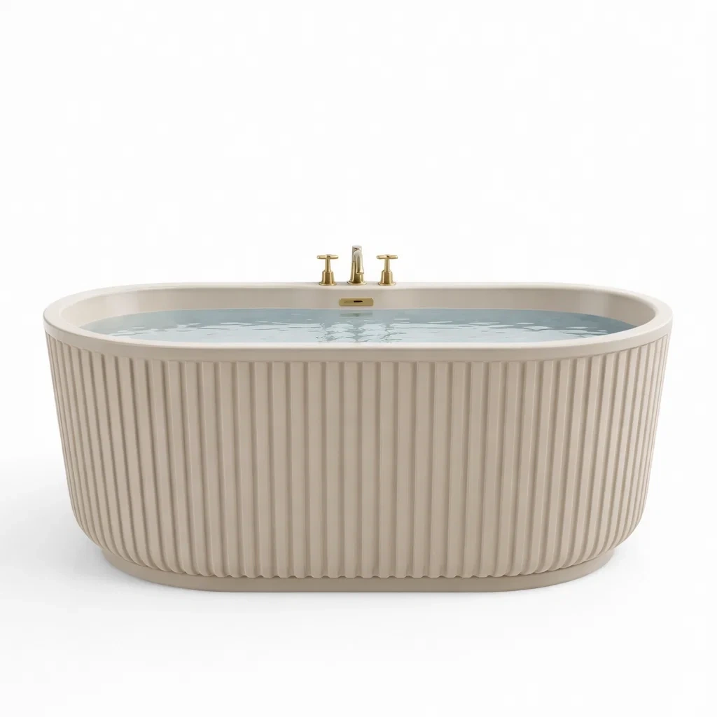 Freistehende ovale Acrylbadewanne, Beige-LIVARIVA