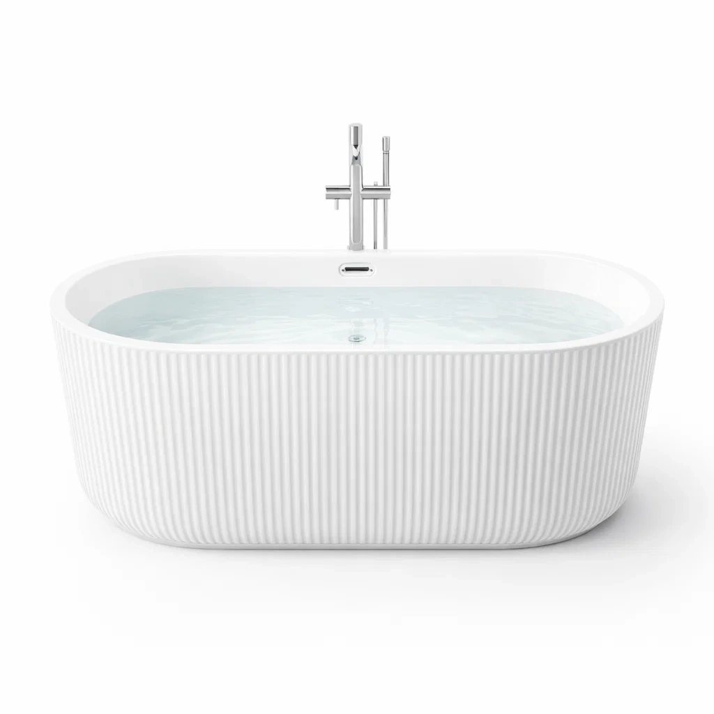 Freistehende Badewanne Oval Acryl Weiß-LIVARIVA