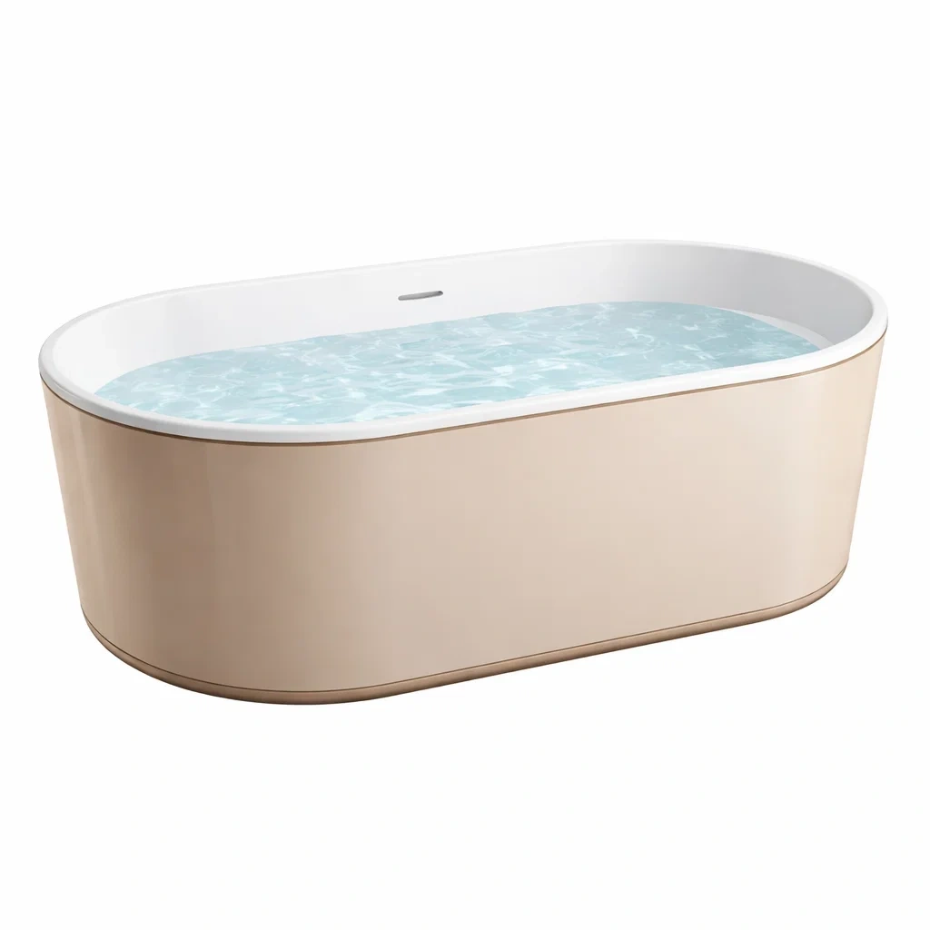 Freistehende Acrylbadewanne Beige Oval 180cm-LIVARIVA