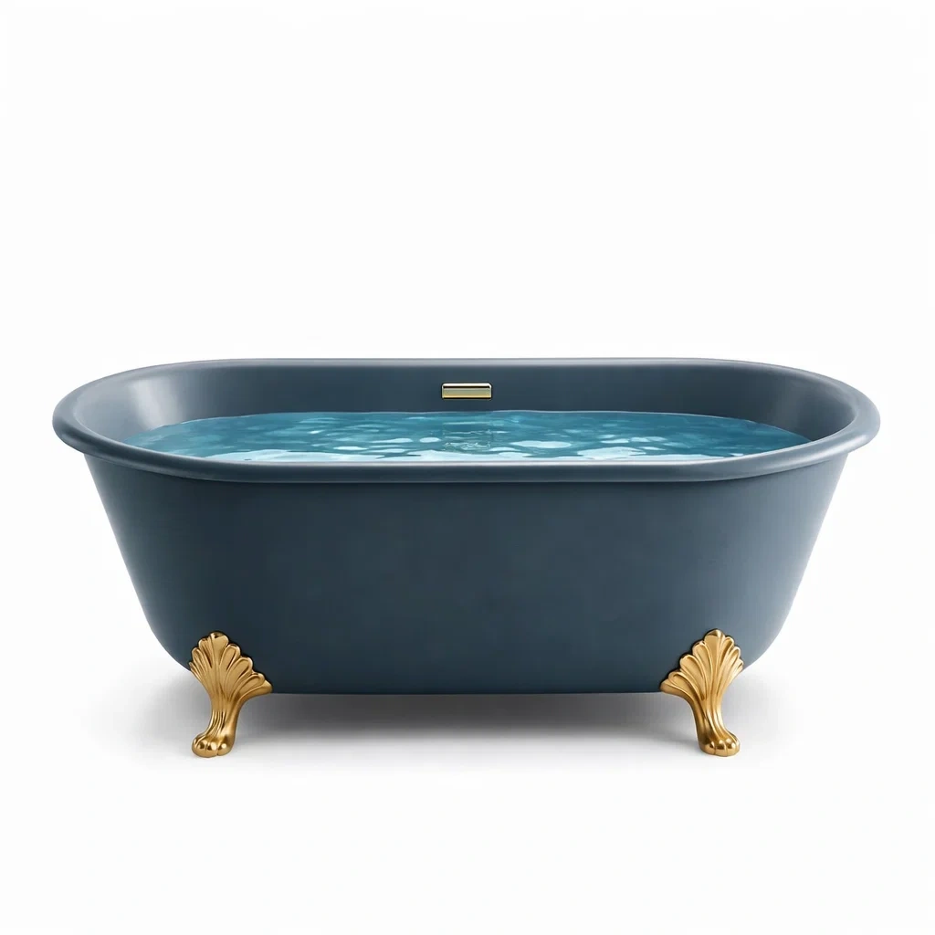 Freistehende Badewanne 150 cm Acryl Blau mit Goldfüßen-LIVARIVA