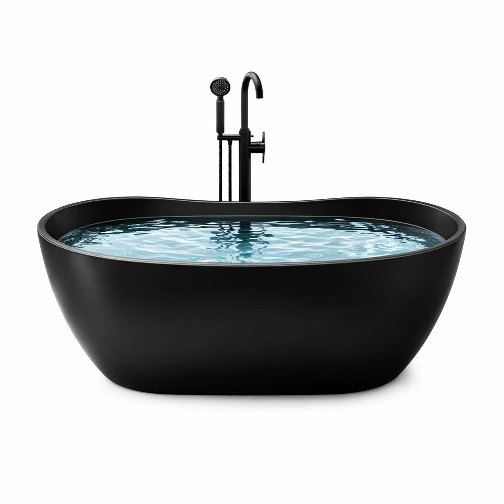 Freistehende Badewanne Acryl Schwarz 170x80x58 cm-LIVARIVA