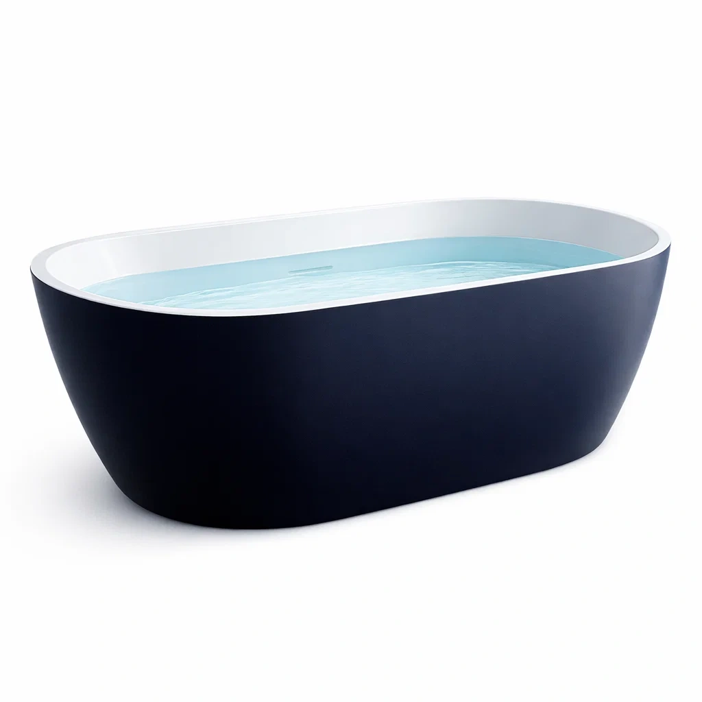 Freistehende Badewanne Oval Acryl Schwarz/Weiß 170x80 cm-LIVARIVA