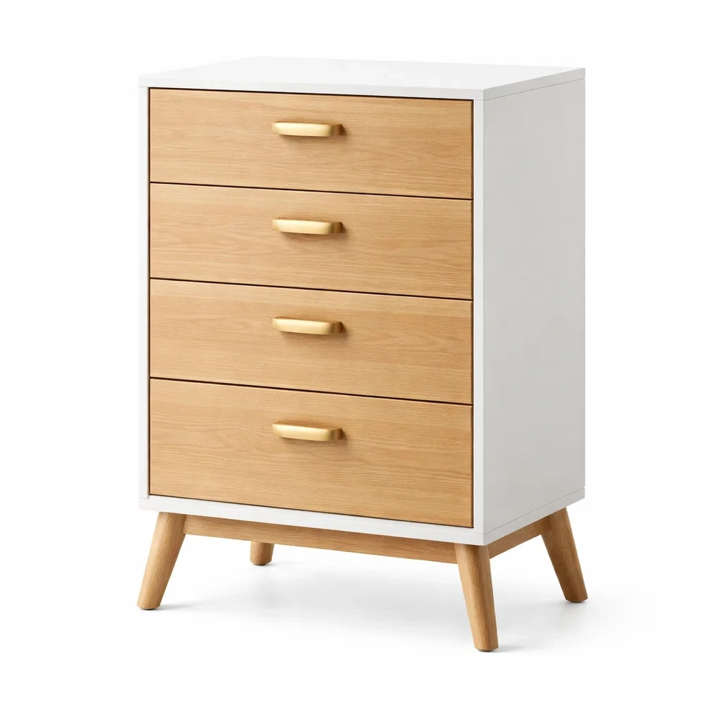 Kommode mit 4 Schubladen aus MDF und Eichenfurnier-LIVARIVA