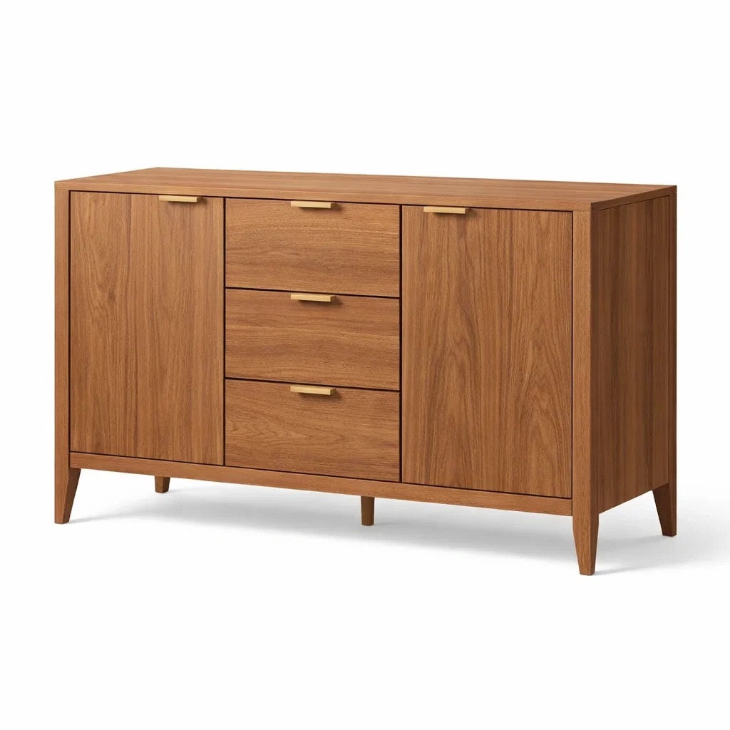 Sideboard aus Eichenholz mit 2 Türen und 3 Schubladen 120x40x80 cm-LIVARIVA