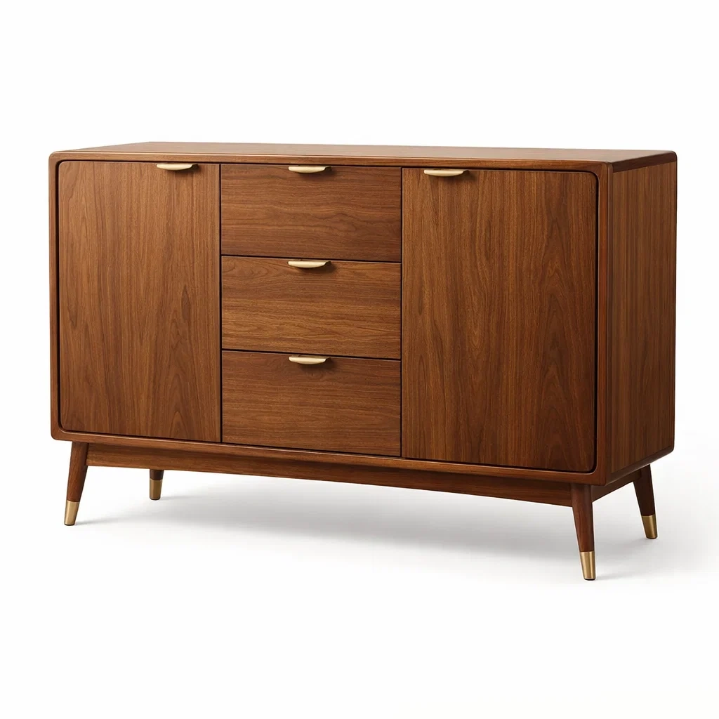 Sideboard aus Walnussholz mit Türen und Schubladen, 150x45x85 cm-LIVARIVA