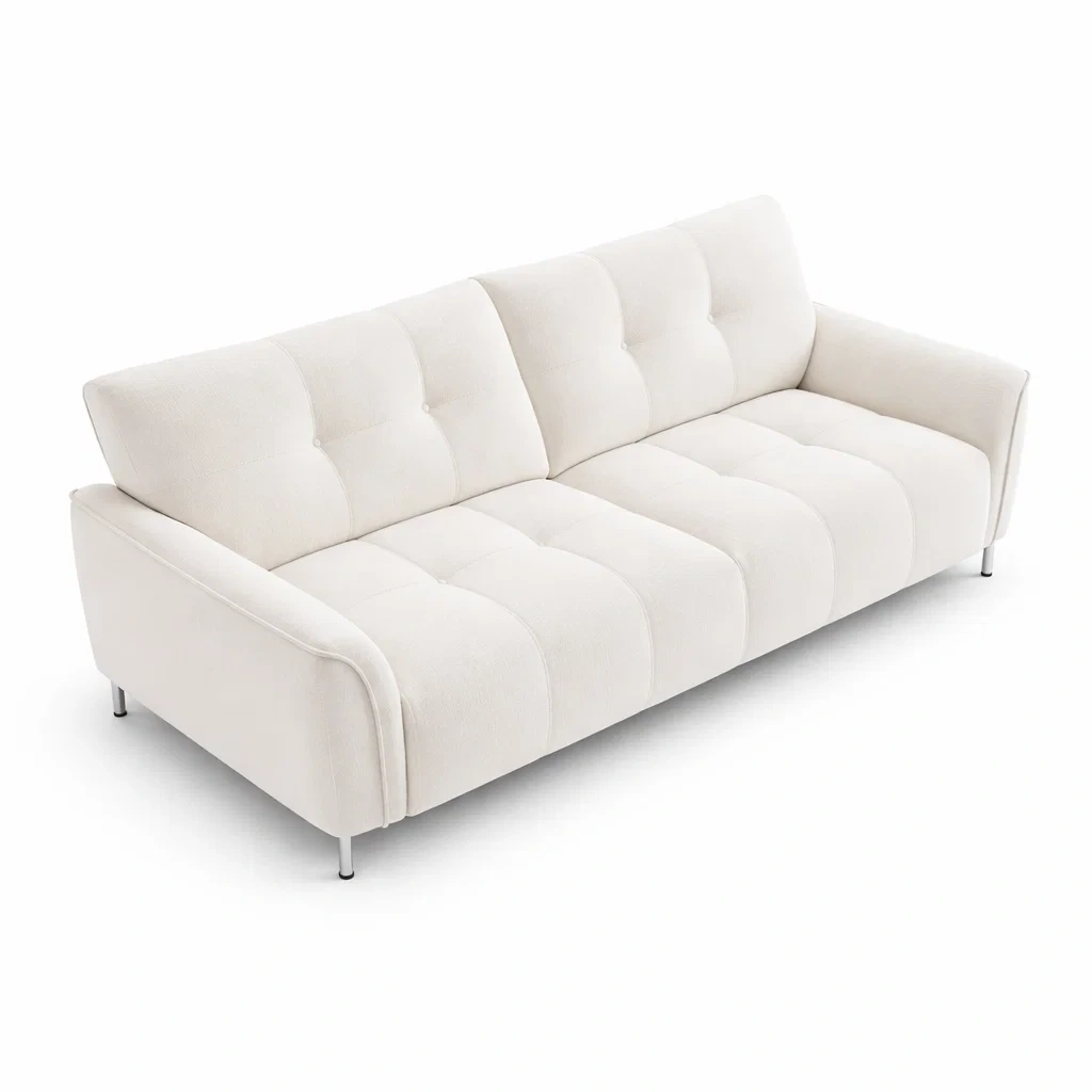 3-Sitzer Sofa Creme Polyester Metallbeine 200cm-LIVARIVA