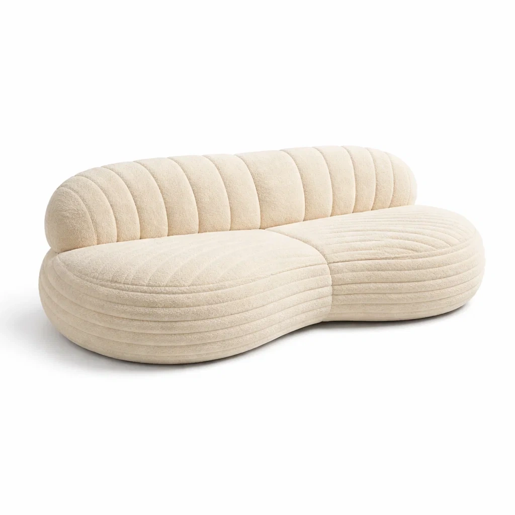 Stoff Sofa Beige 200cm-LIVARIVA