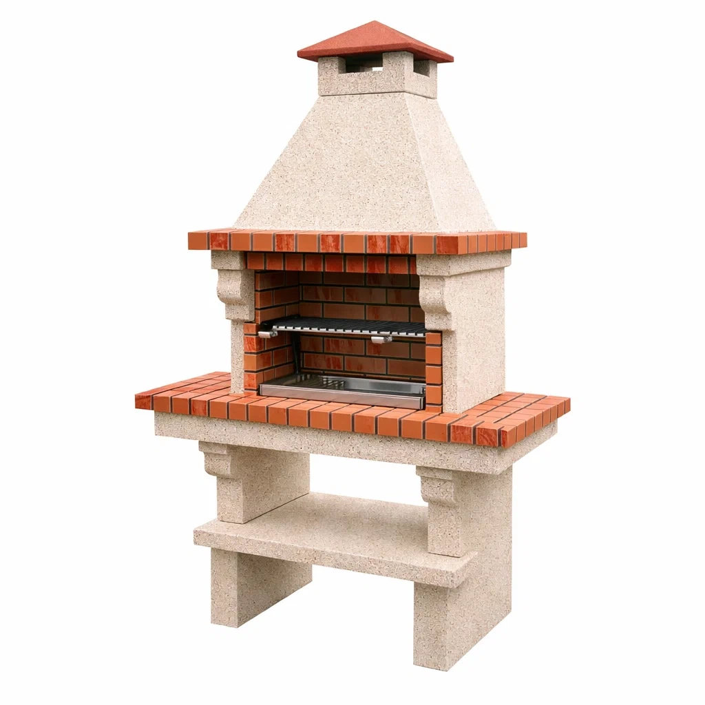 Beton-Gartengrillkamin mit Ziegelverkleidung-LIVARIVA