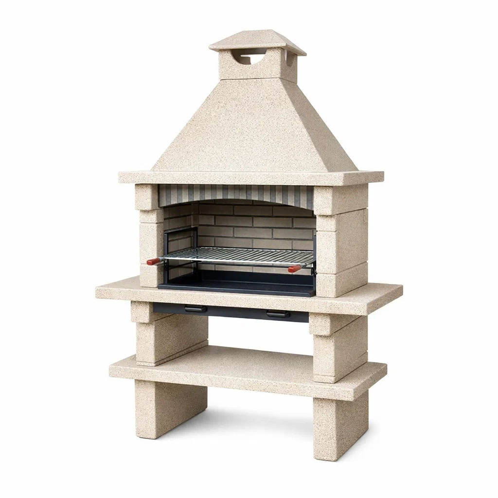Betongrill mit Schornstein Beige-LIVARIVA