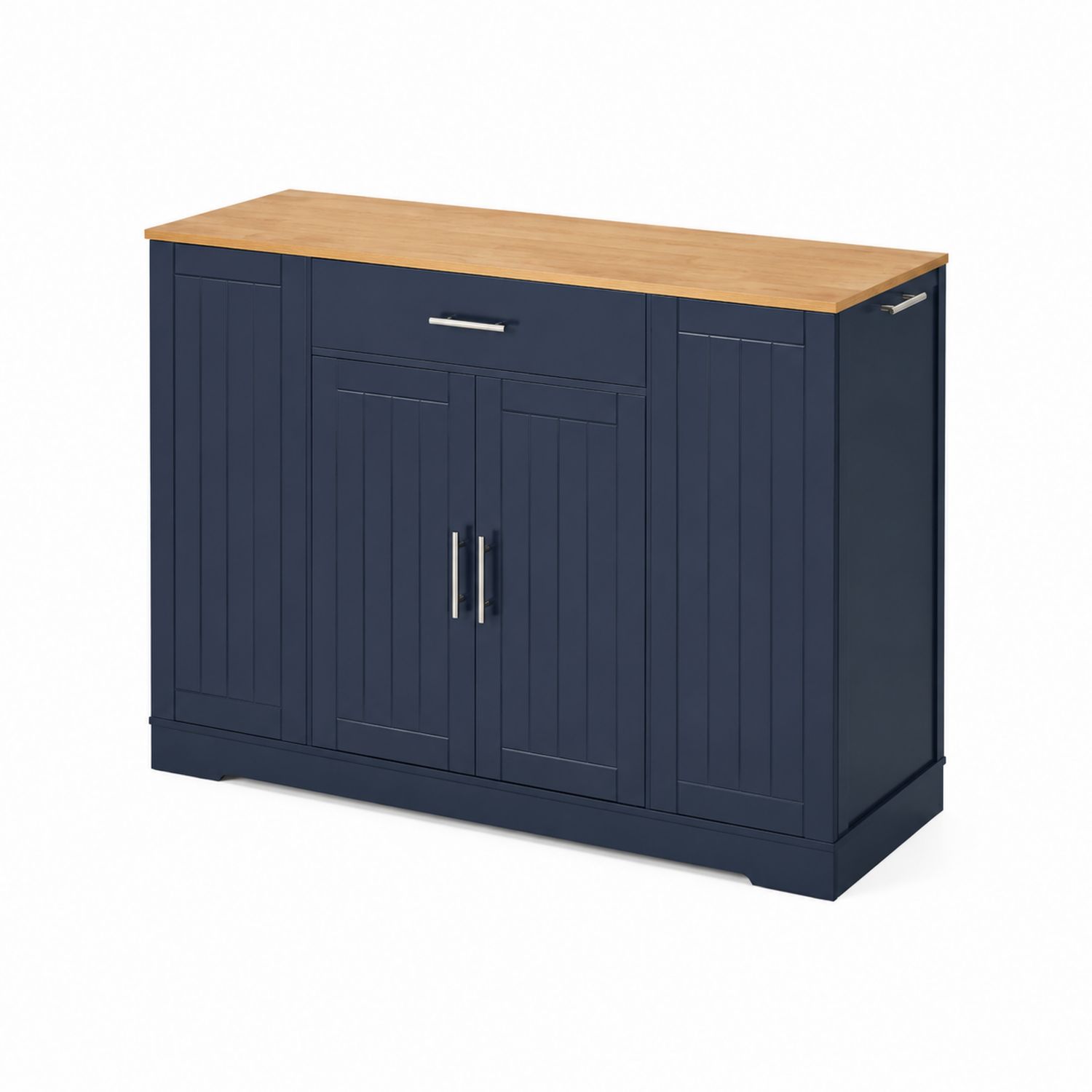 Bufet kuchenny z MDF z drewnianym blatem i metalowymi uchwytami 90x40x85 cm Granatowy
