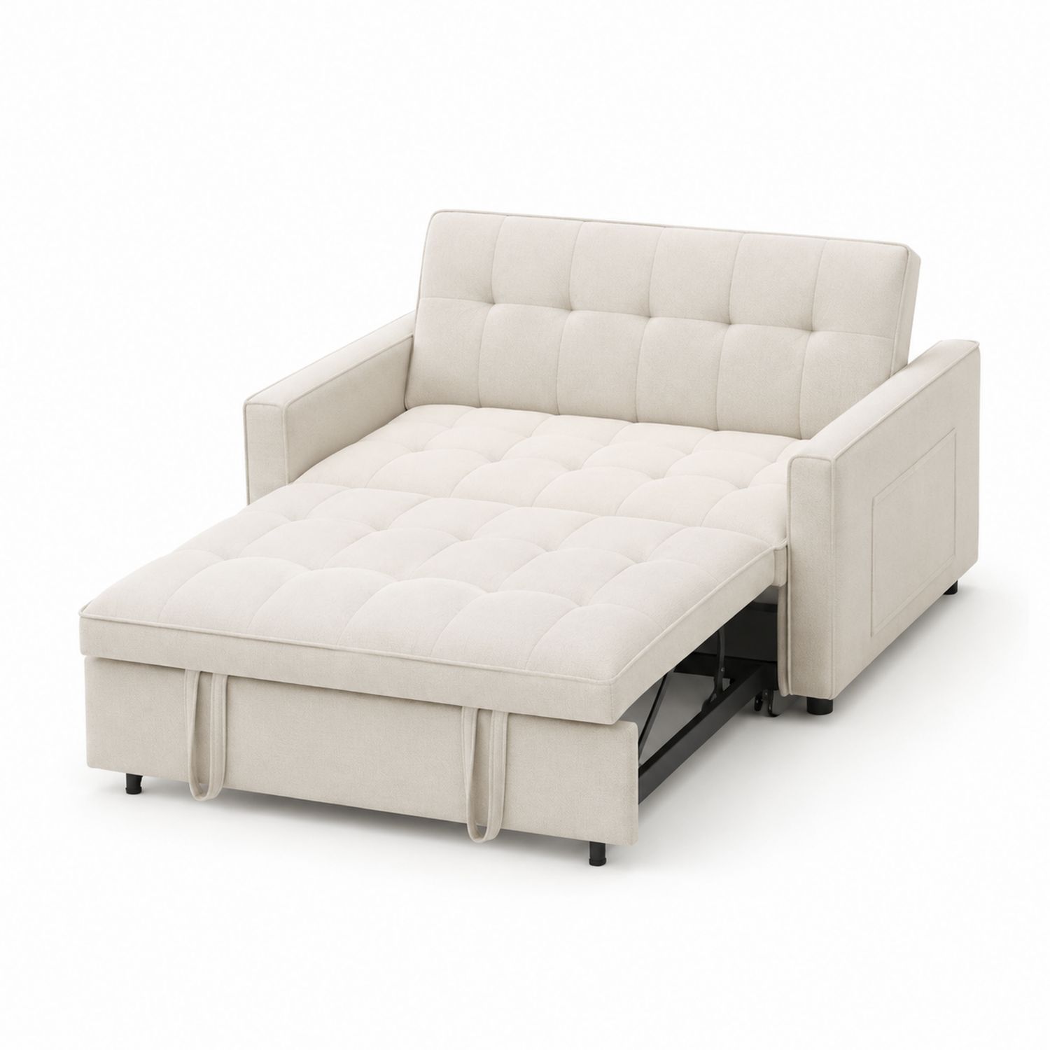 Sofa rozkładana dwuosobowa z tkaniny beżowa 200x150 cm