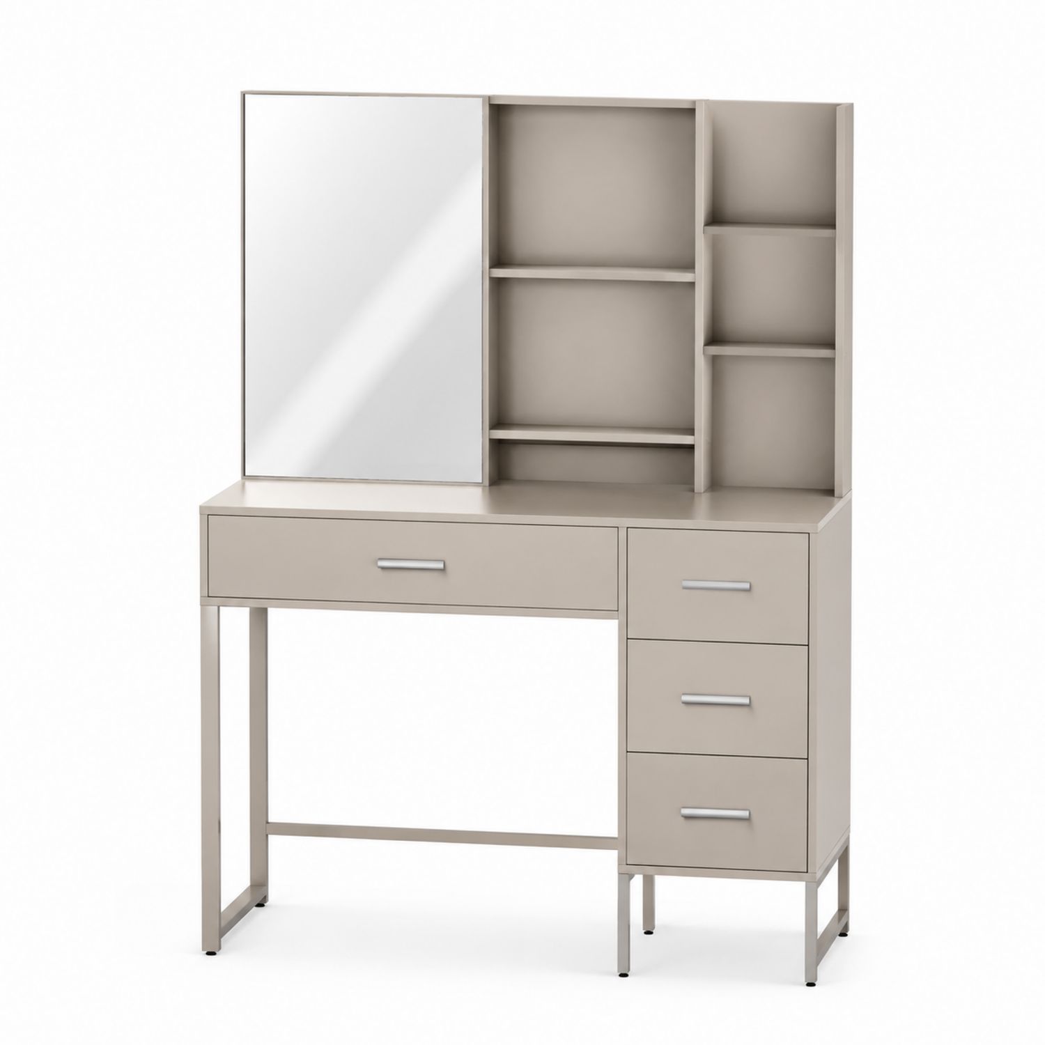 Toaletka z lustrem 3 szuflady Stal MDF Beżowy
