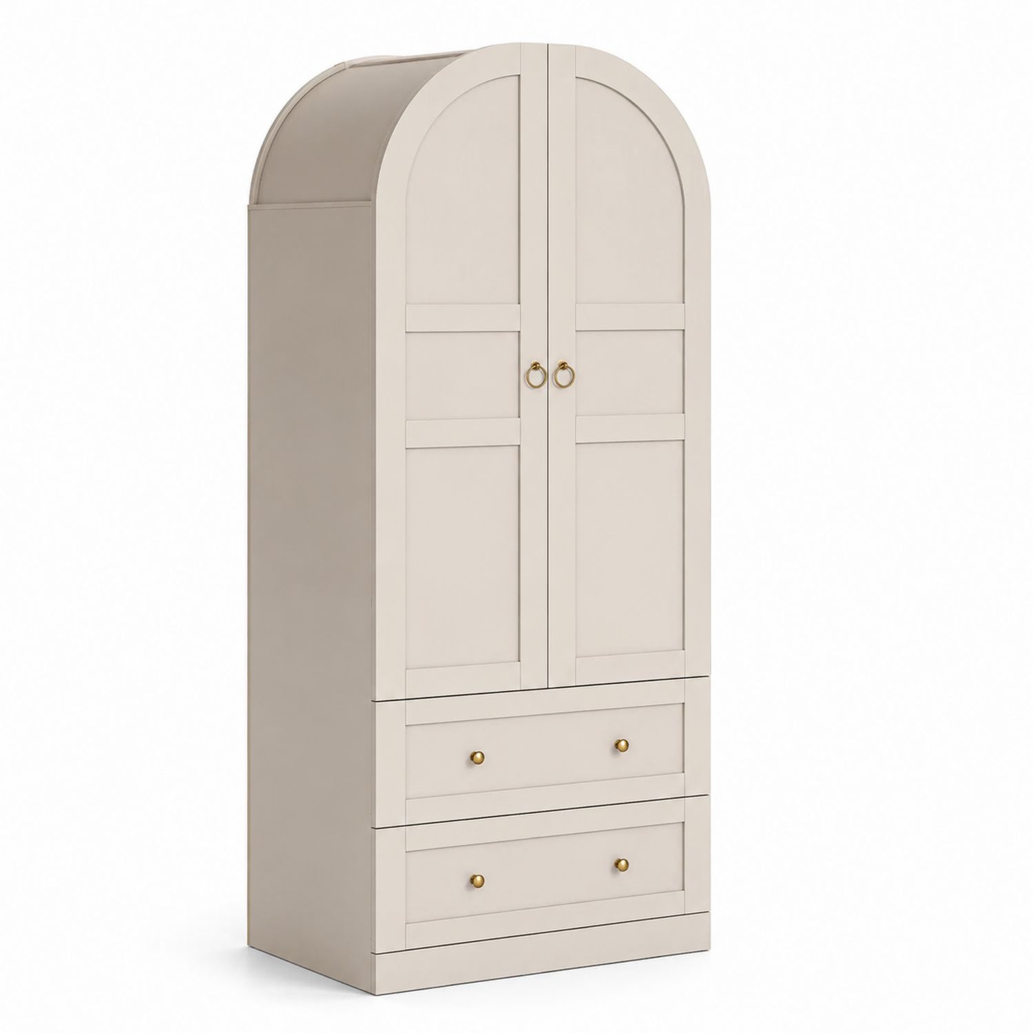 Szafa dwudrzwiowa MDF z półokrągłym wykończeniem beżowa 190 cm