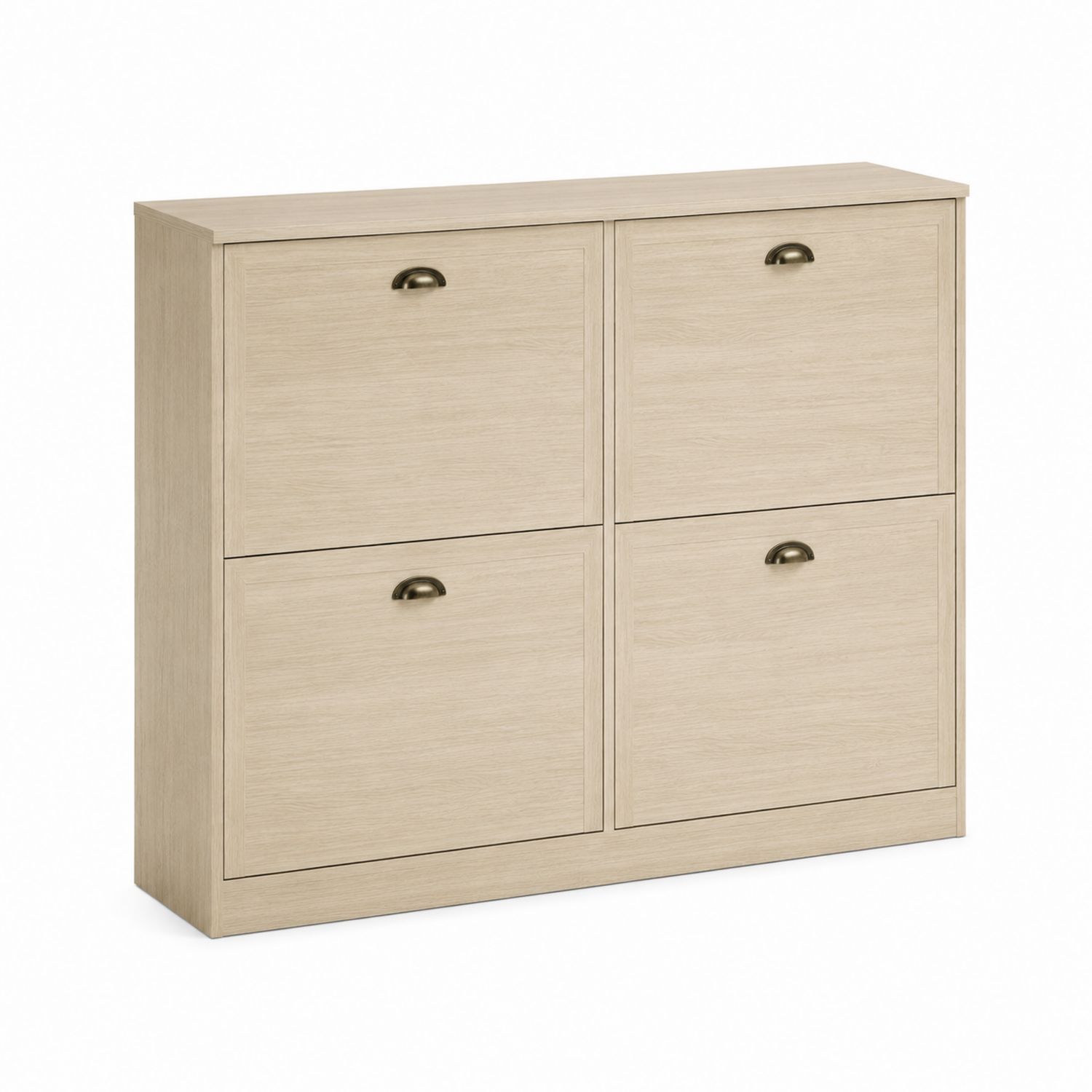 Szafka na buty z 4 uchylnymi drzwiami MDF fornir dębowy 120x100x30 cm Jasny Dąb