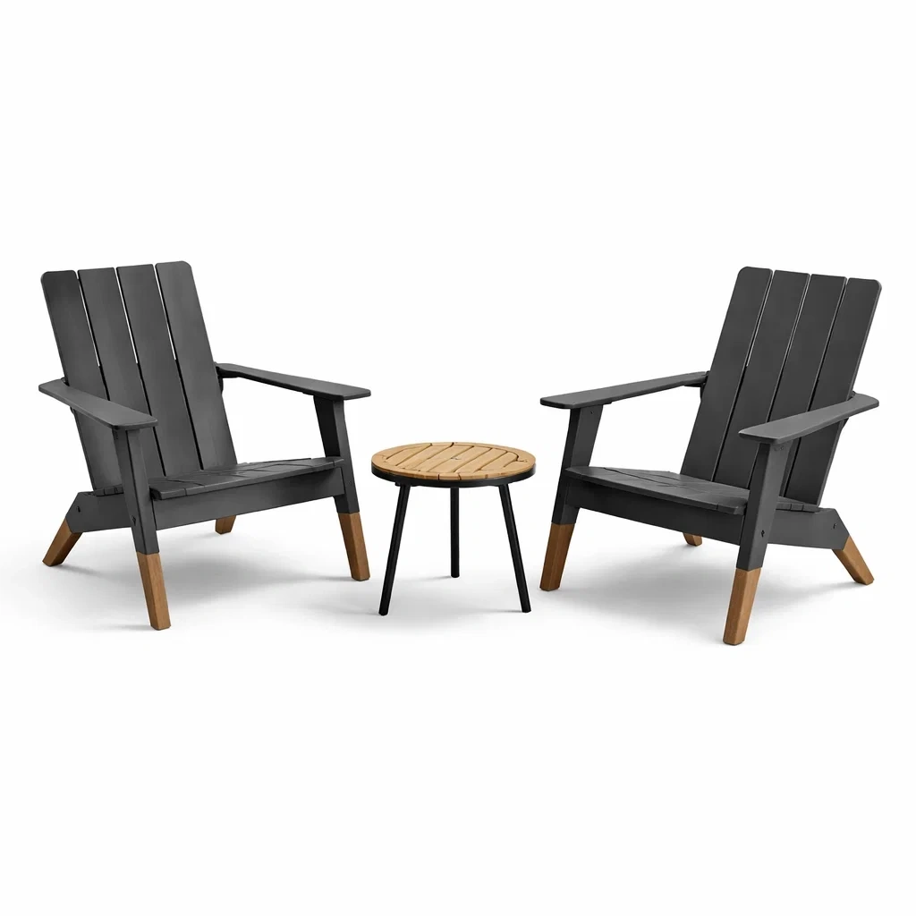 Ensemble de chaises Adirondack en bois et table basse en métal-furnoveta