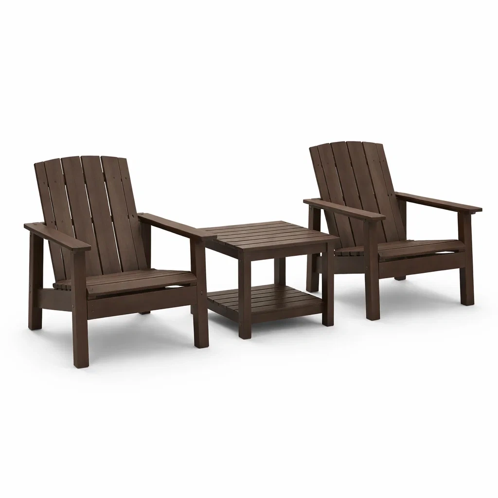 Ensemble de chaises Adirondack et table en bois marron pour extérieur-furnoveta