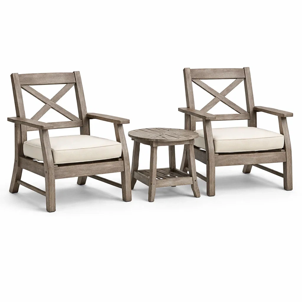 Ensemble de Fauteuils en Bois avec Coussins et Table-furnoveta