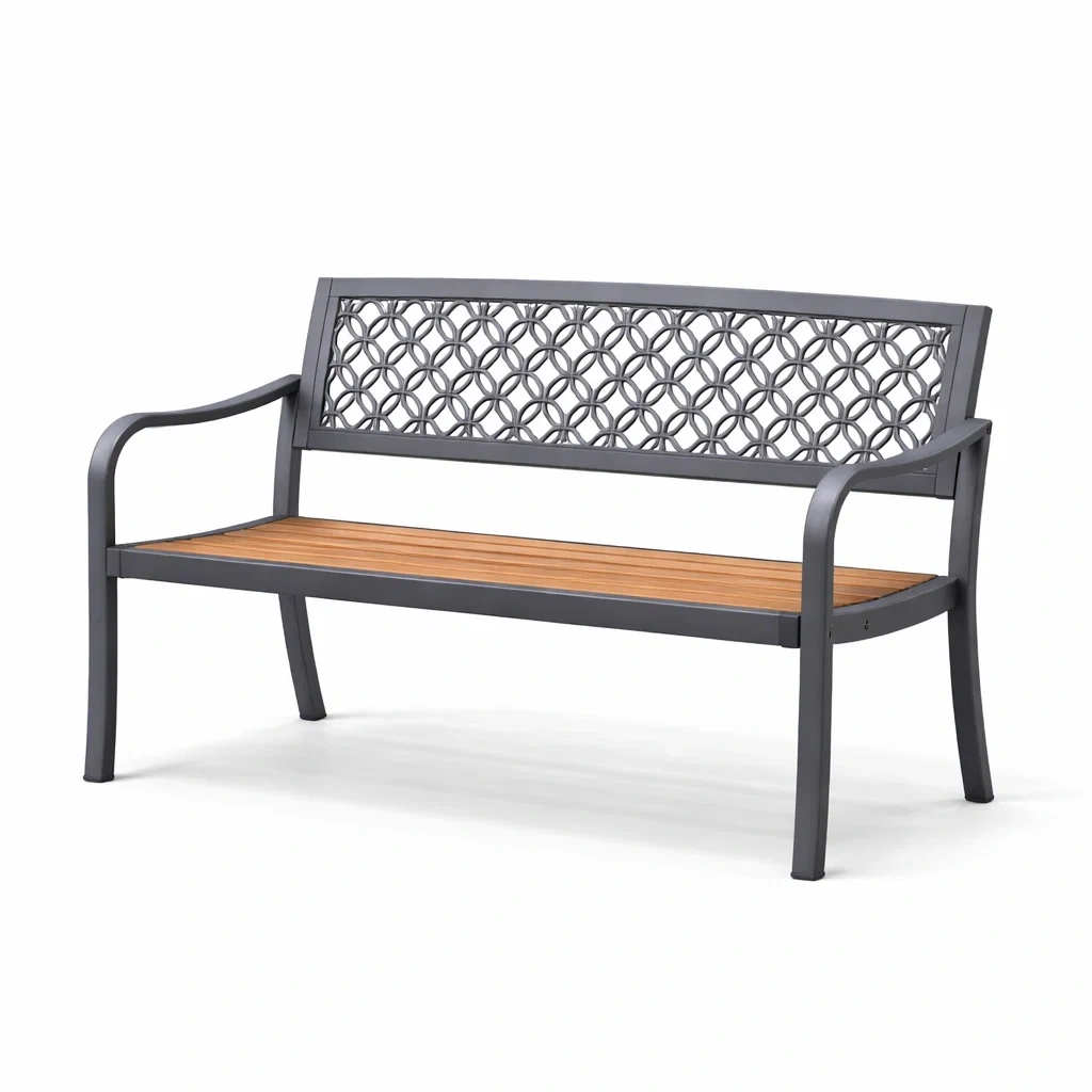 Banc d'extérieur en métal et bois d'acacia 128cm-furnoveta