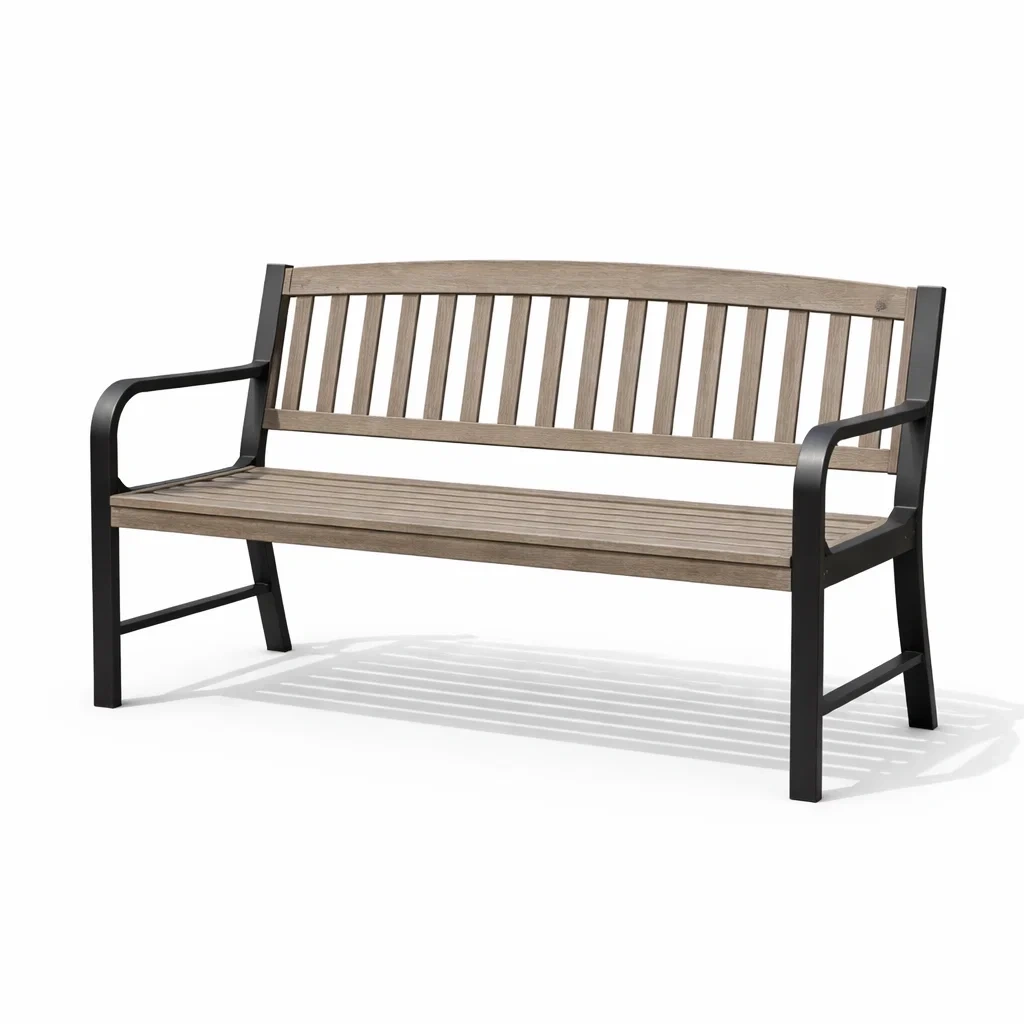 Banc en bois et métal noir 120 cm-furnoveta