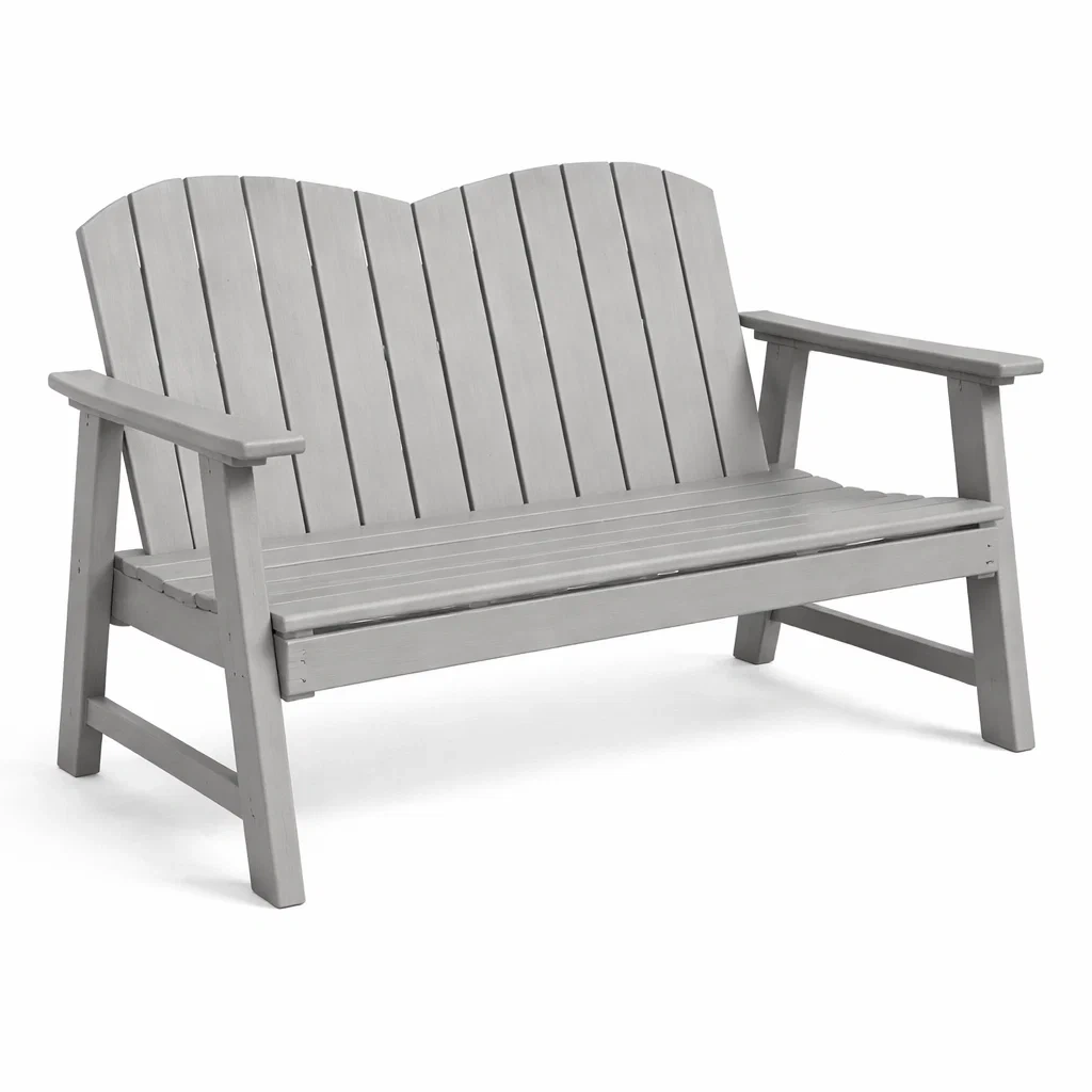 Banc en Bois Gris pour Deux Personnes-furnoveta