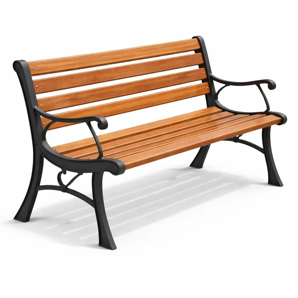 Banc de jardin en bois et fonte 125 cm-furnoveta